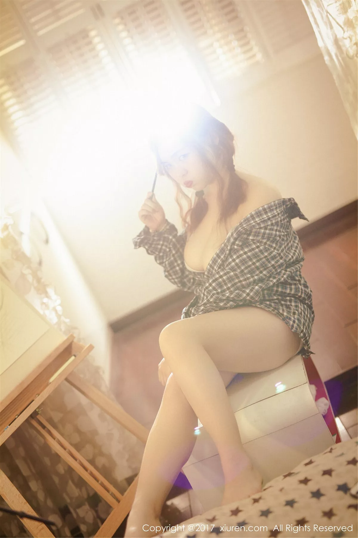 秀人集.com_[XiuRen秀人网]No.754_嫩模米爱Demon格子衬衫下半透内衣秀傲人美乳完美诱惑写真50P
