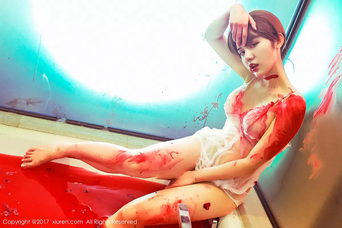 秀人集.com_[XiuRen秀人网]No.840_嫩模兔子NINA万圣节主题半裸床单滚和血腥浴缸湿身诱惑写真41P