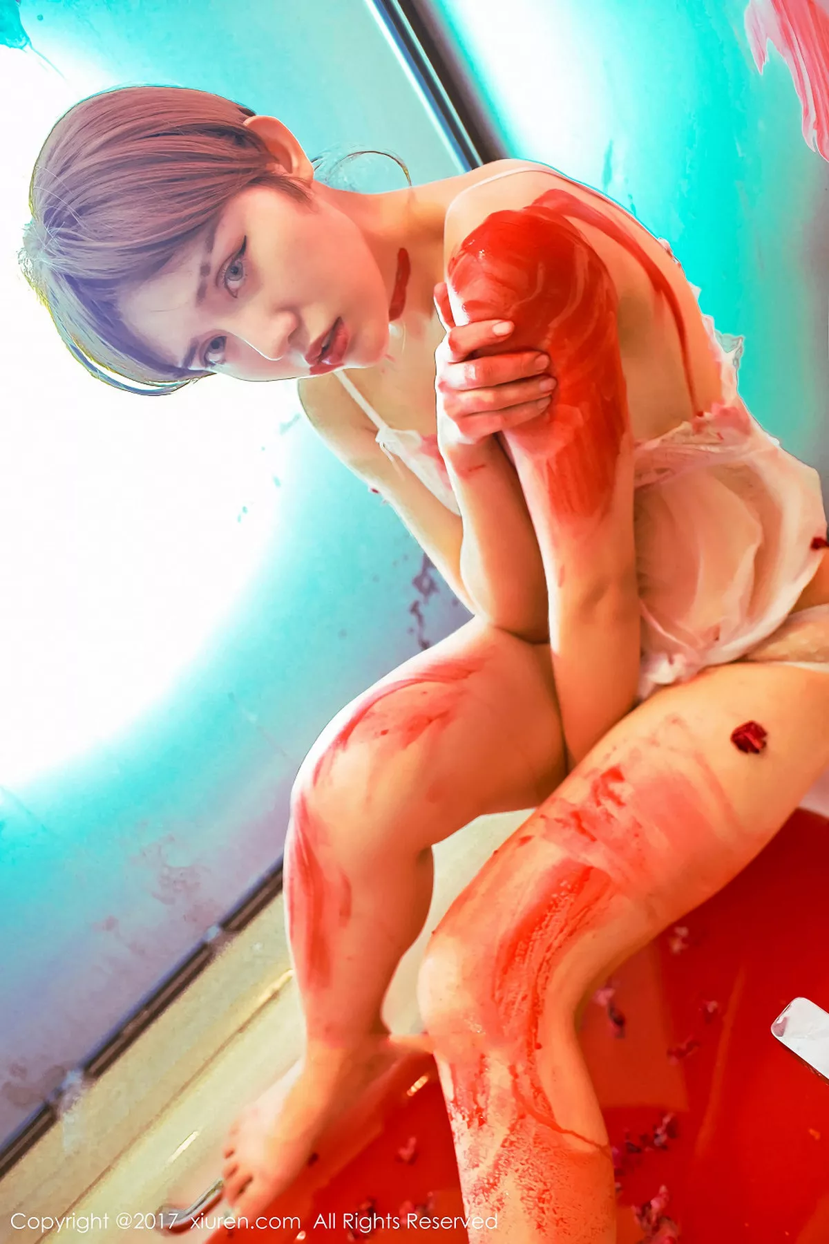 秀人集.com_[XiuRen秀人网]No.840_嫩模兔子NINA万圣节主题半裸床单滚和血腥浴缸湿身诱惑写真41P