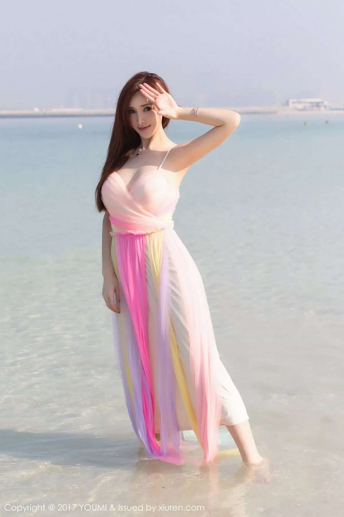 秀人集.com_[YouMi尤蜜荟]Vol.092_嫩模土肥圆矮挫穷海边沙滩清新唯美风彩色长裙性感写真44P