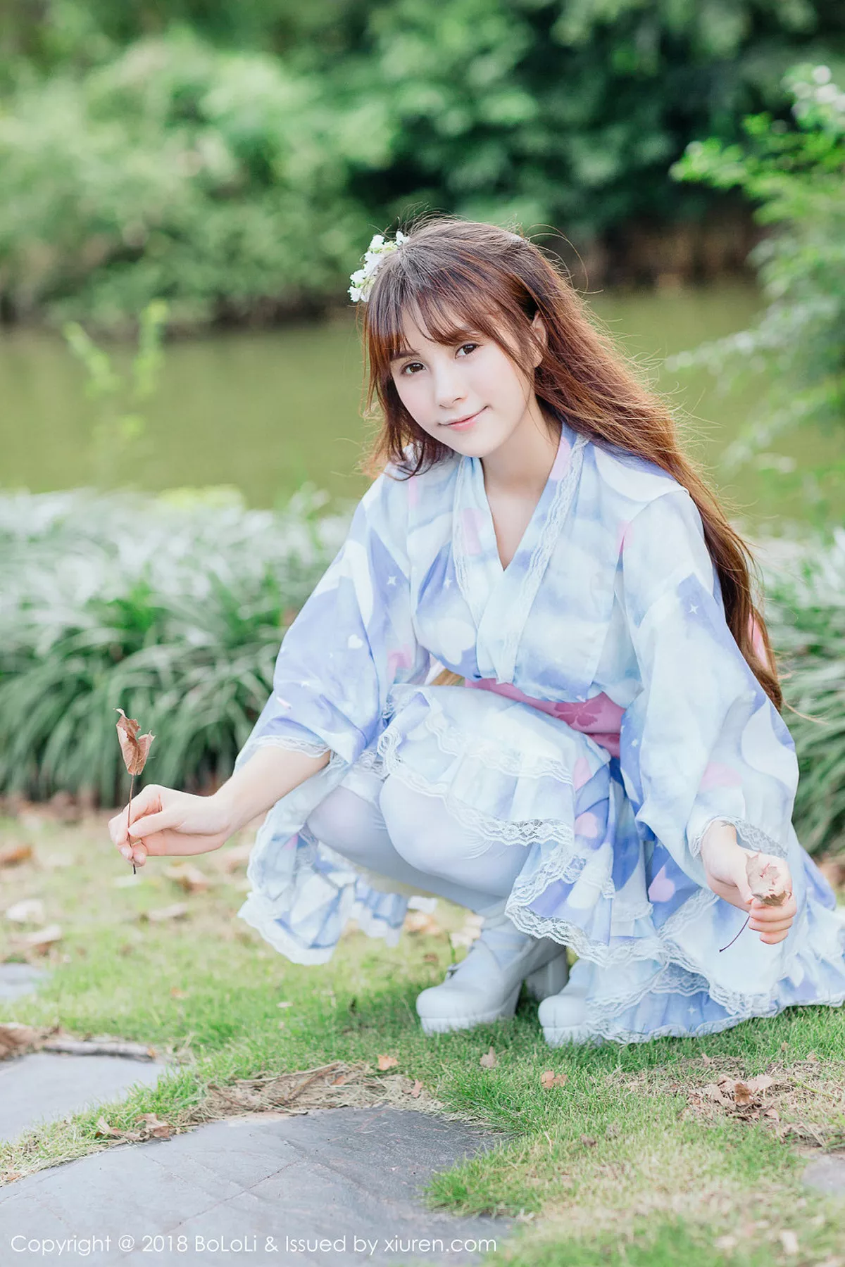 秀人集.com_[Tukmo兔几盟]Vol.118_嫩模夏美酱户外日系百花裙配白丝袜清新迷人写真61P