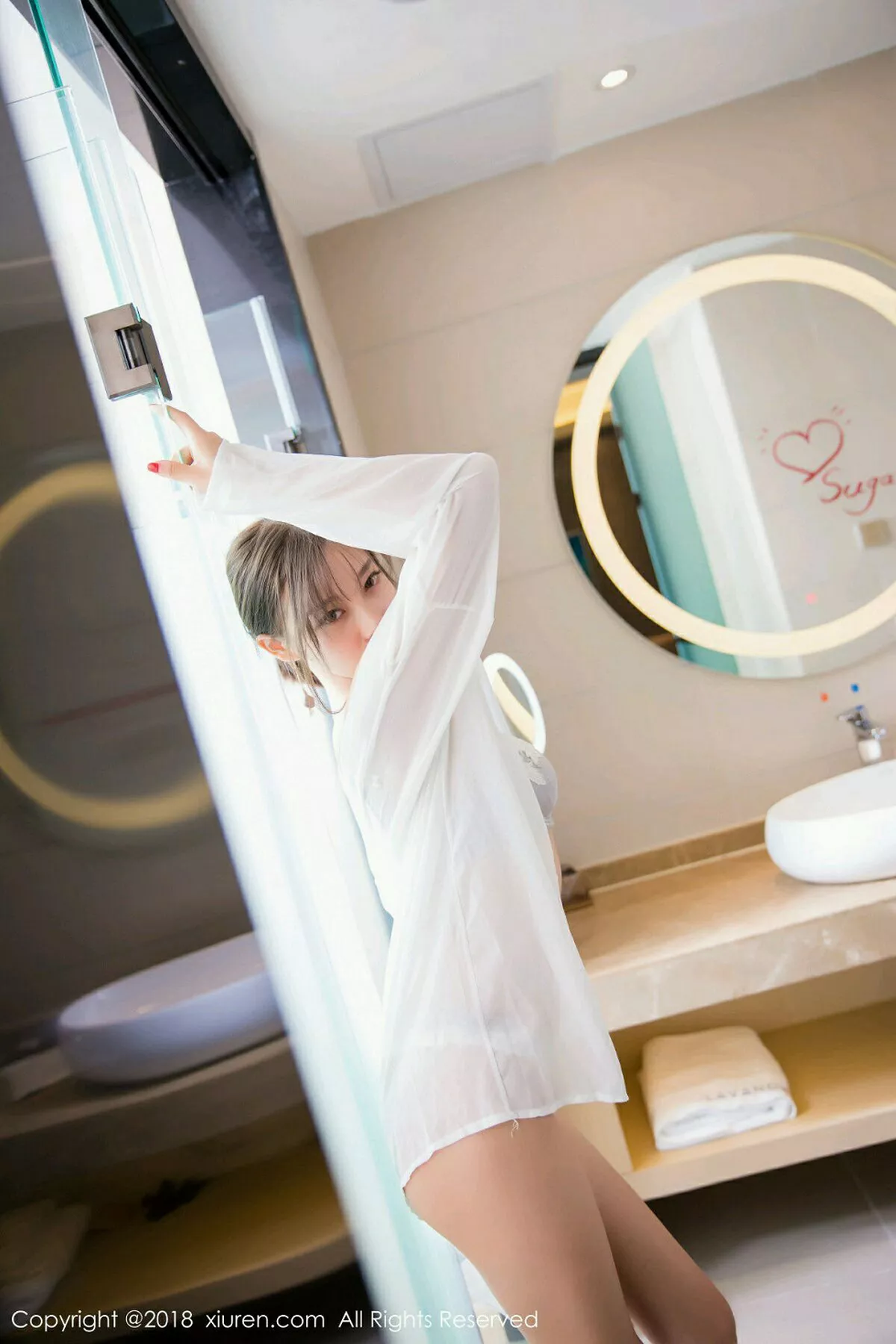 秀人集.com_[XiuRen秀人网]No.1033_甜美女神杨晨晨sugar浴室里粉红吊带衣湿身透视诱惑写真53P