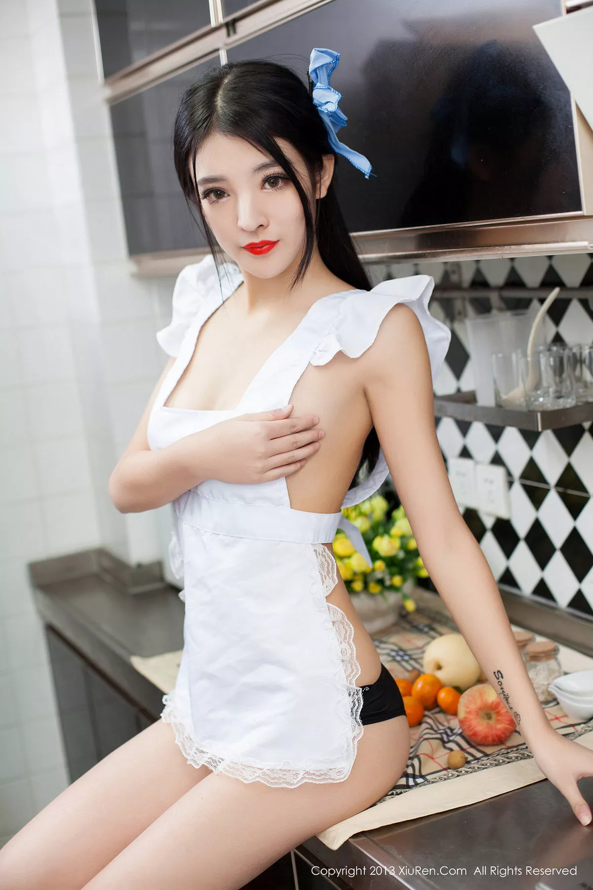 秀人集.com_[XiuRen秀人网]No.066_绝美女神陈大榕黑色女仆装性感厨娘系列写真秀110P