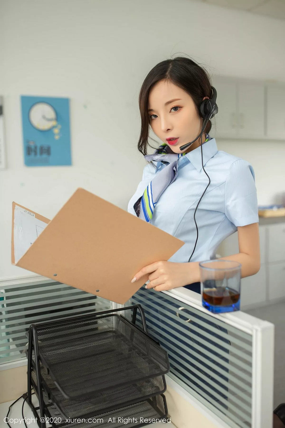 秀人集.com_[XiuRen秀人网]No.2257_嫩模陈小喵客服剧情主题短裙配无内黑丝裤袜极致魅惑写真85P