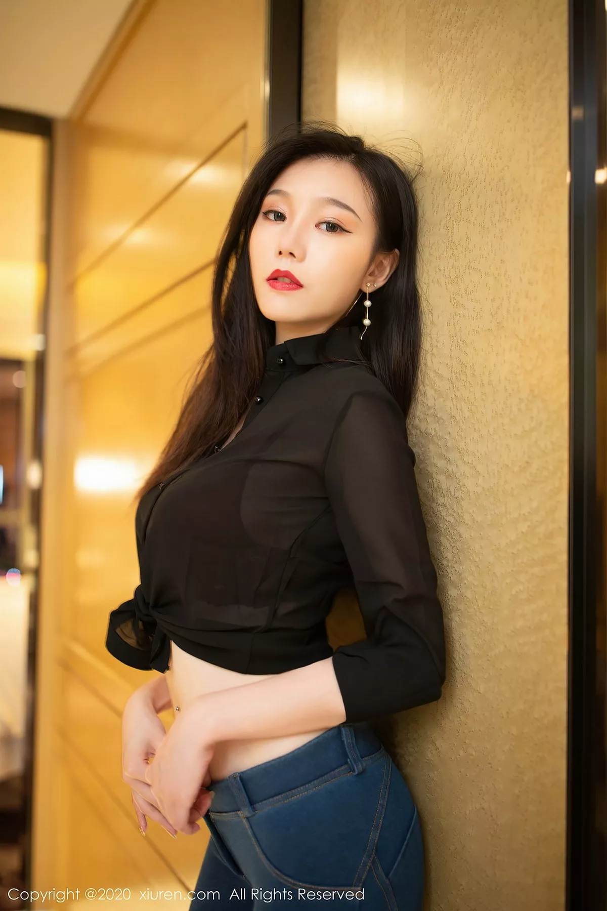 秀人集.com_[XiuRen秀人网]No.2540_嫩模安然Maleah牛仔裤主题半脱露猩红蕾丝内衣惹火诱惑写真59P