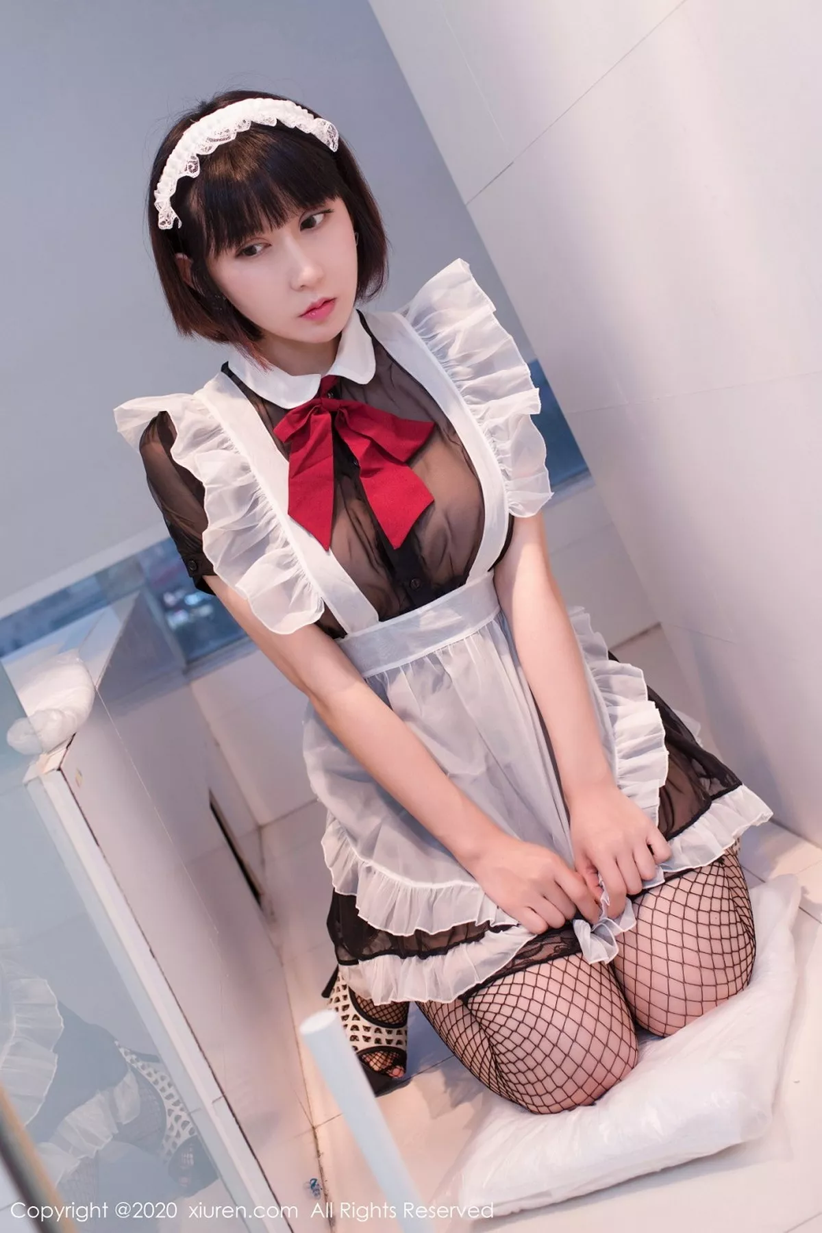 秀人集.com_[XiuRen秀人网]No.2494_大美妞安妮斯朵拉Ann私房黑色女仆装配黑丝渔网极致魅惑写真55P