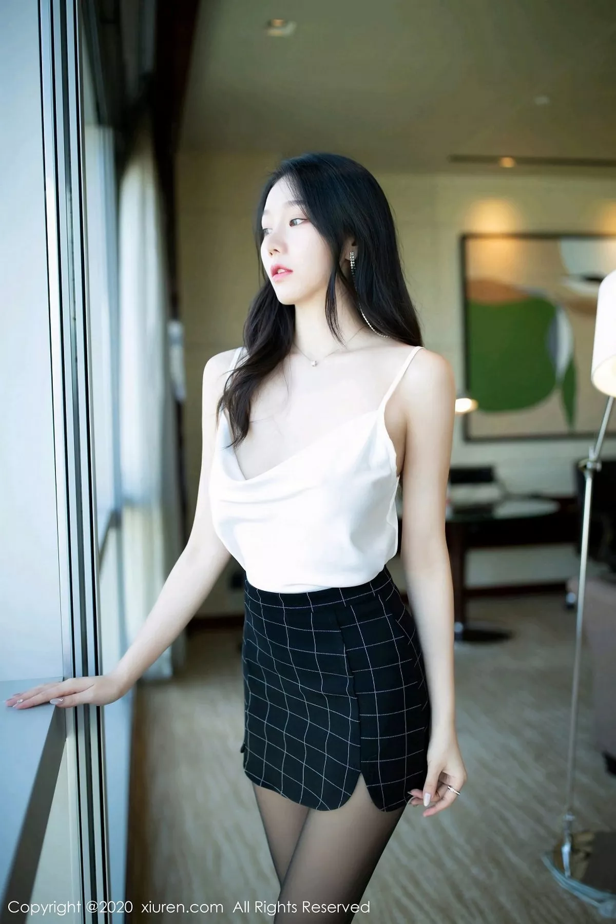 秀人集.com_[XiuRen秀人网]No.2710_嫩模安然Maleah私人秘书主题白色吊带内衣配黑丝裤袜诱惑写真55P