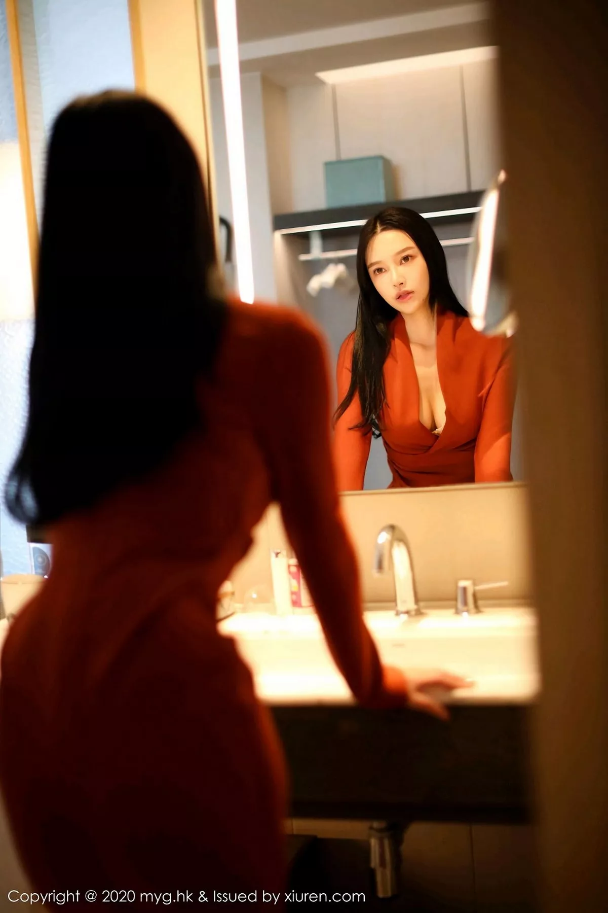 秀人集.com_[MyGirl美媛馆]Vol.466_女神唐琪儿私房脱猩红连身裙露性感内衣蕾丝吊袜诱惑写真45P