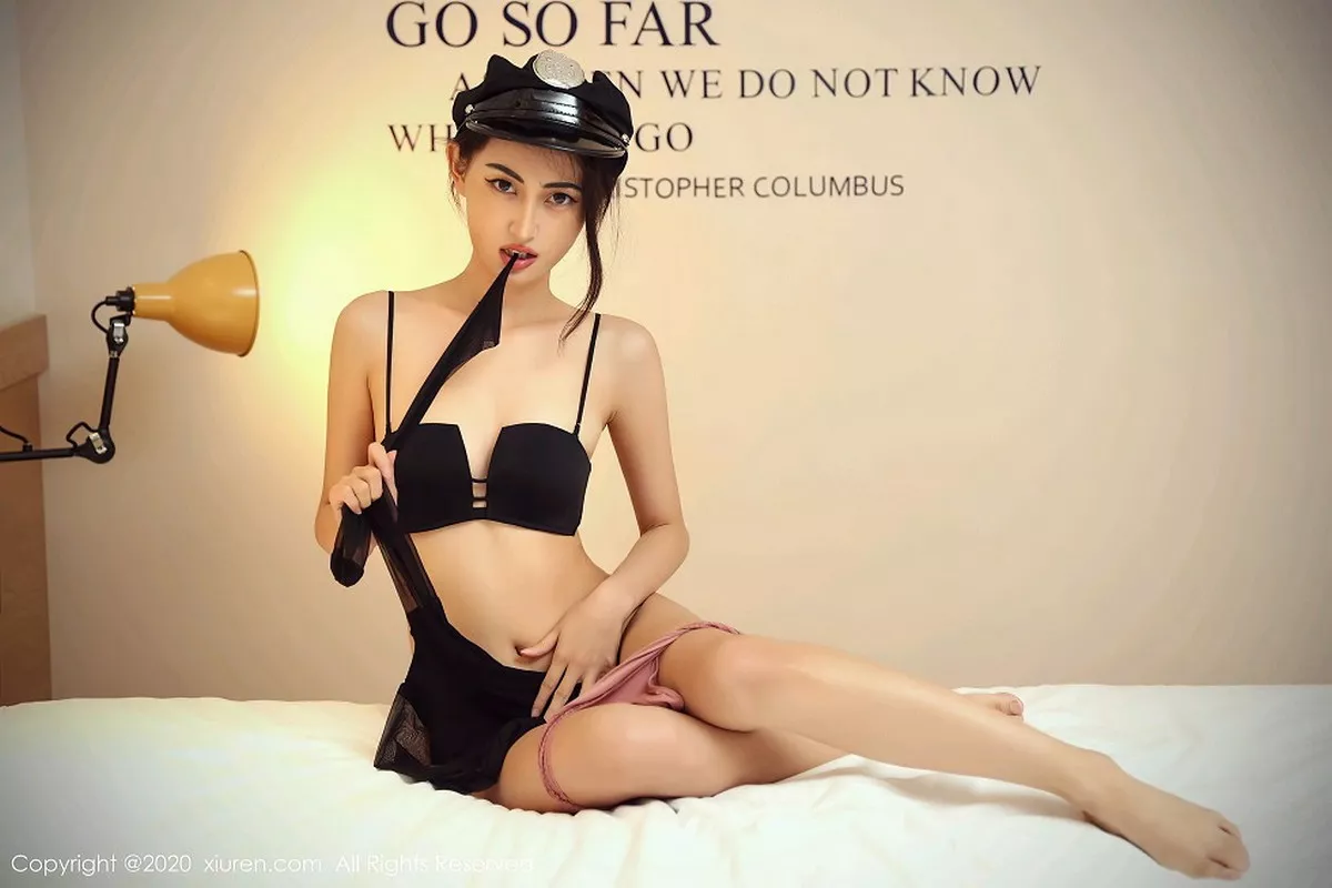 秀人集.com_[XiuRen秀人网]No.2783_嫩模陈舒羽情趣警花制服主题性感黑色内衣半脱露豪乳诱惑写真30P