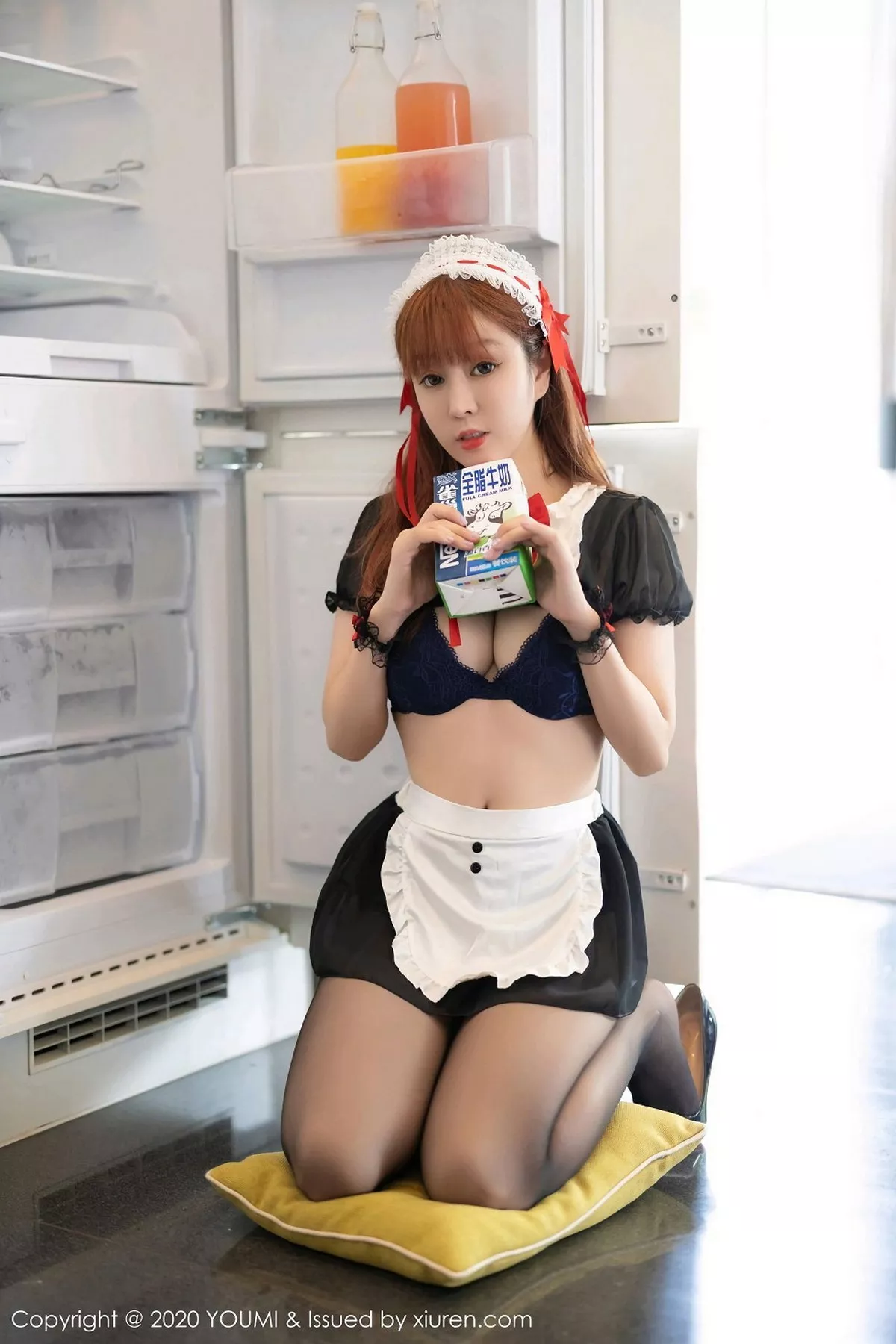 秀人集.com_[YouMi尤蜜荟]Vol.581_女神王雨纯三亚旅拍黑色女仆装配黑丝裤袜半脱撩人诱惑写真54P