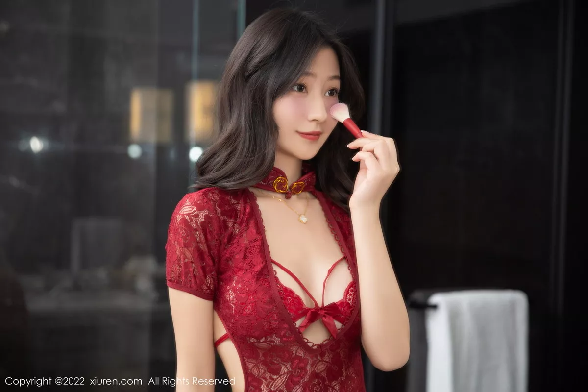 秀人集.com_[XiuRen秀人网]No.5768_模特熊小诺新婚主题性感红色网纱服饰配开档黑丝迷人诱惑写真82P