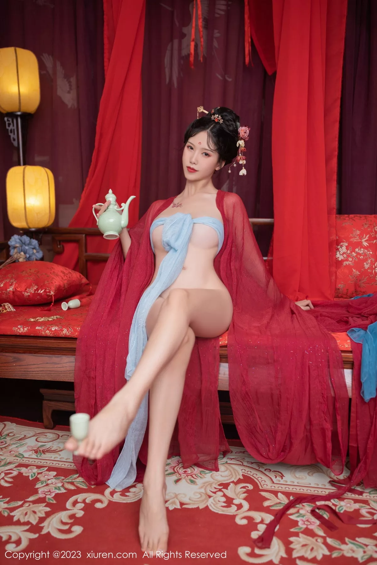 秀人集.com_[XiuRen秀人网]No.6154_模特利世歌姬角色扮演性感红色古装服低胸秀完美身材诱惑写真71P