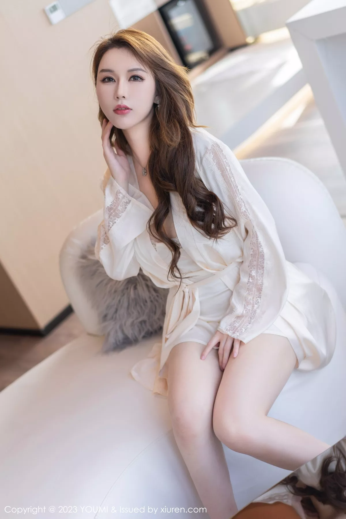 秀人集.com_[YouMi尤蜜荟]Vol.901_女神尤妮丝Egg性感白色情趣内衣配丁字裤秀火辣身材诱惑写真54P