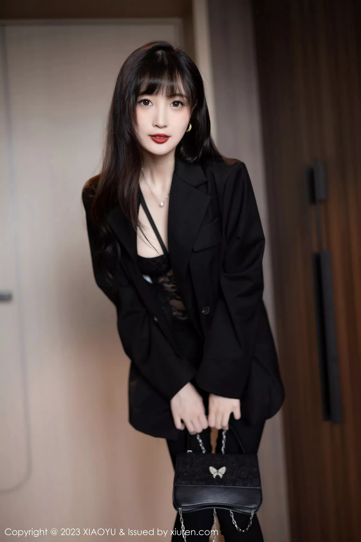 秀人集.com_[XiaoYu画语界]Vol.981_模特林星阑性感黑色连体蕾丝内衣配原色丝袜秀曼妙身姿诱惑写真87P