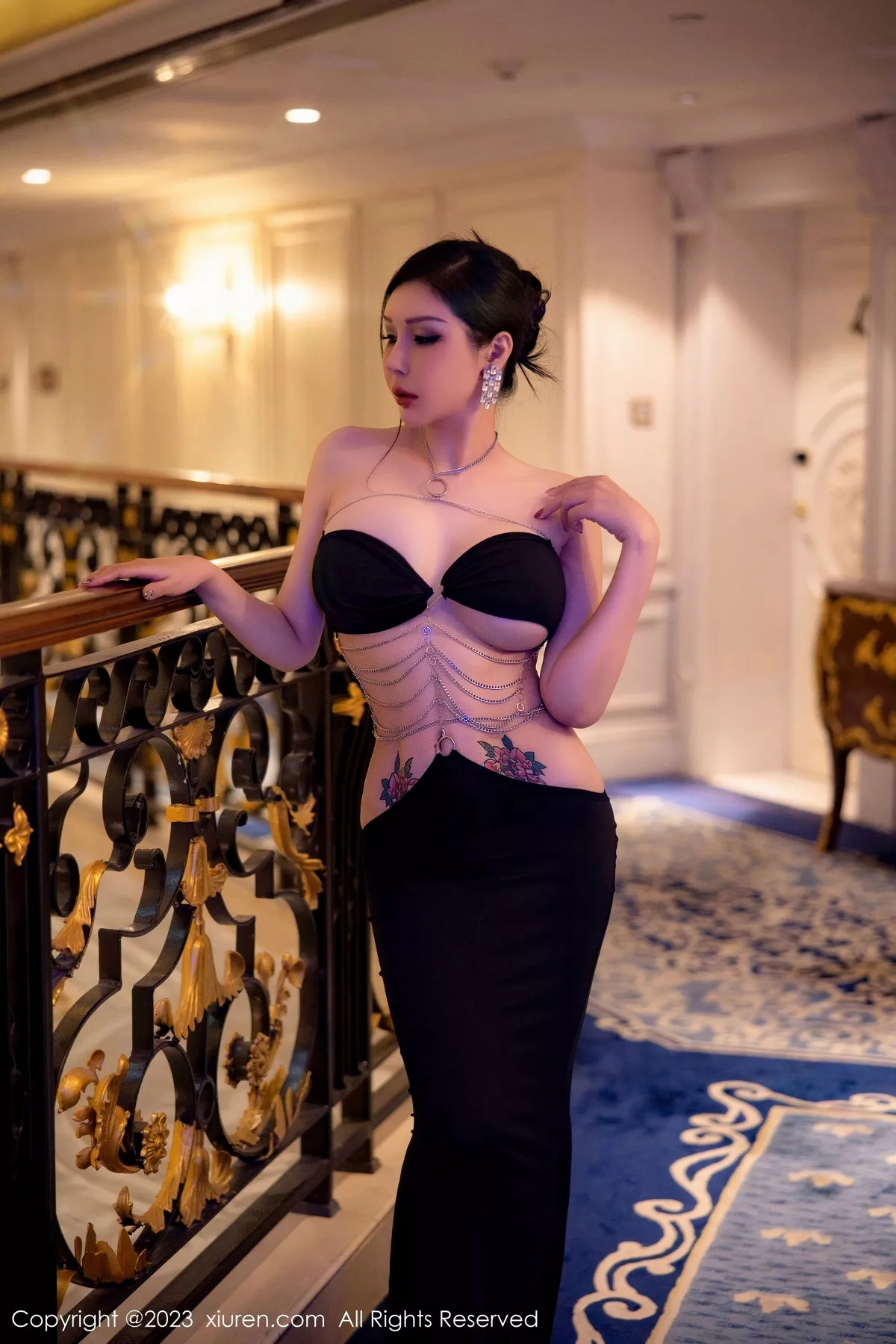 秀人集.com_[XiuRen秀人网]No.6304_模特田冰冰私房性感黑色情趣长裙低胸秀惹火身材撩人诱惑写真63P