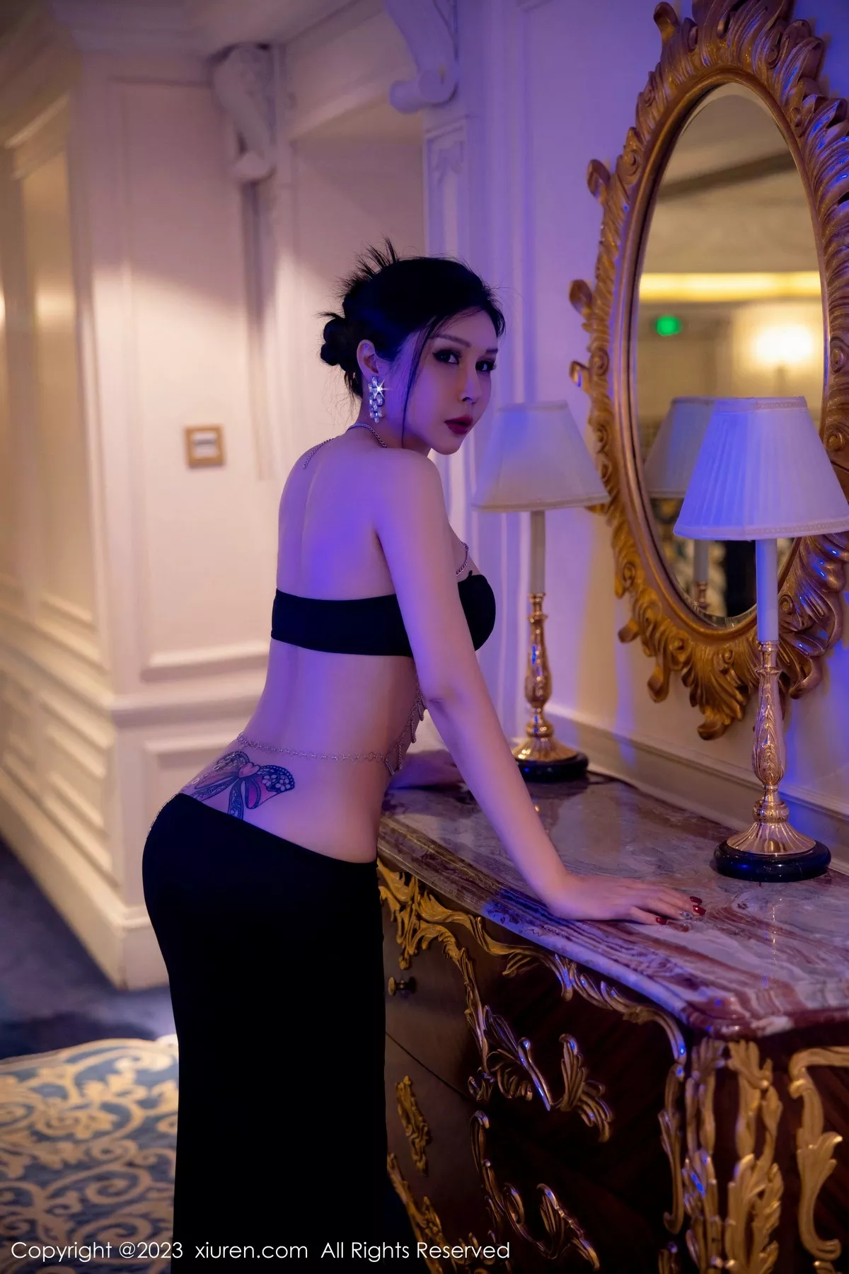 秀人集.com_[XiuRen秀人网]No.6304_模特田冰冰私房性感黑色情趣长裙低胸秀惹火身材撩人诱惑写真63P