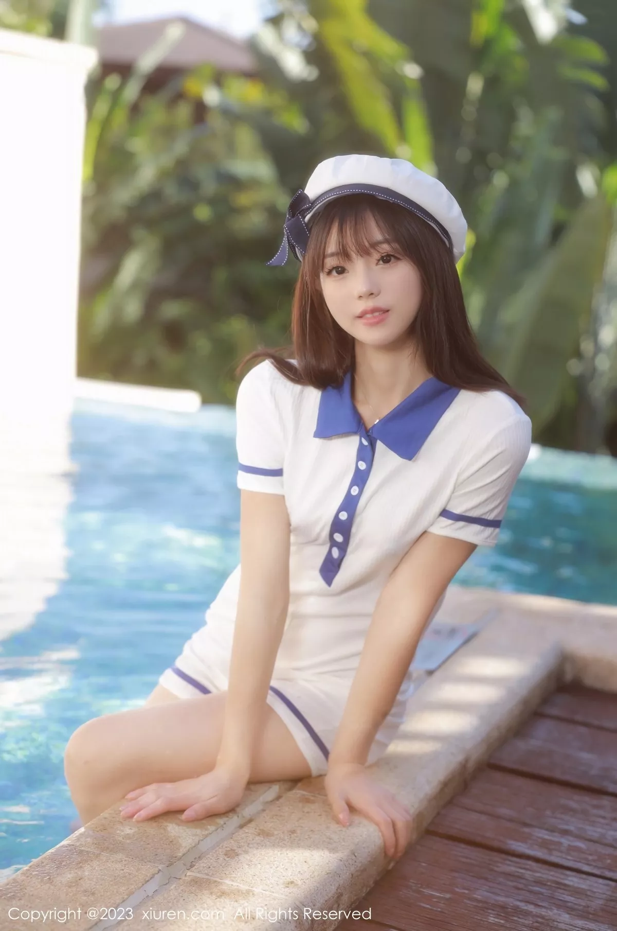 秀人集.com_[XiuRen秀人网]No.6686_模特佘贝拉bella泳池性感白色海军服半脱秀完美身材诱惑写真67P