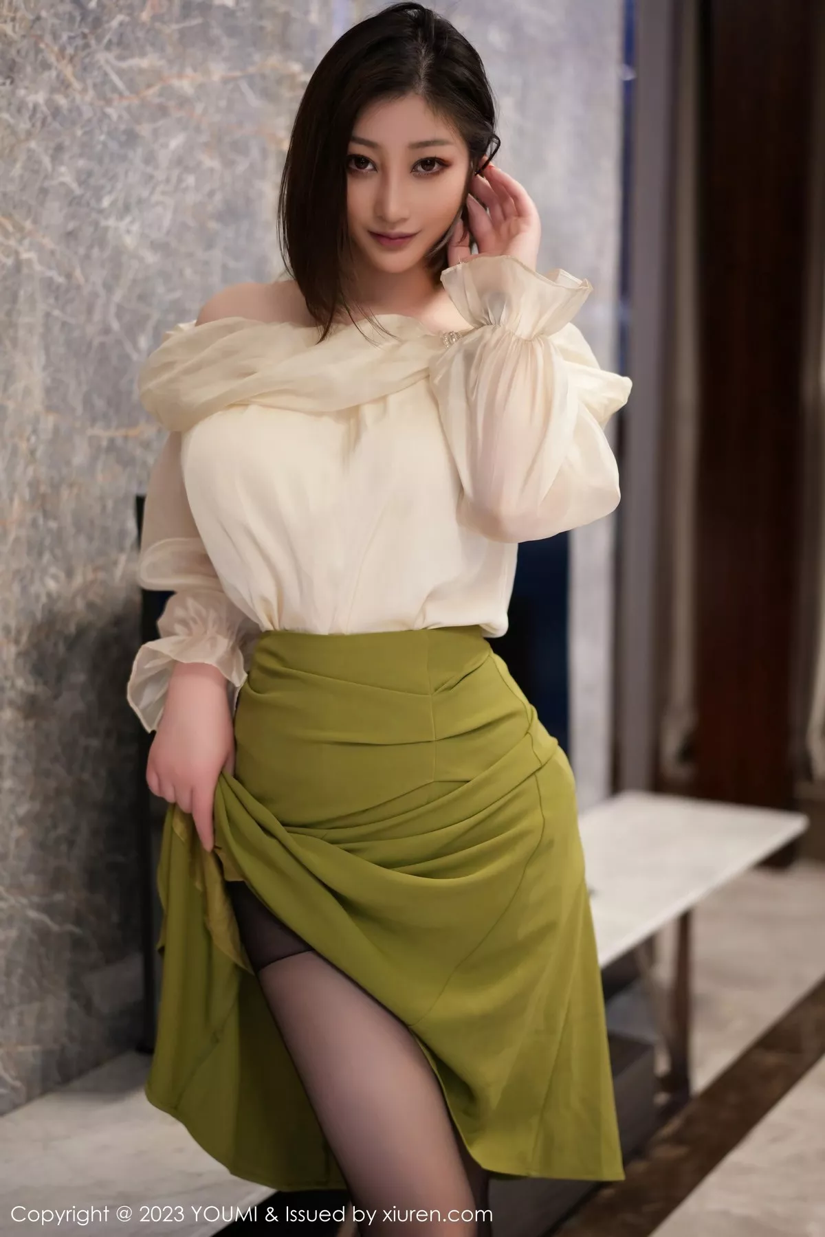 秀人集.com_[YouMi尤蜜荟]Vol.940_女神妲己_Toxic性感白色蕾丝内衣配超薄黑丝秀美胸肥臀诱惑写真89P