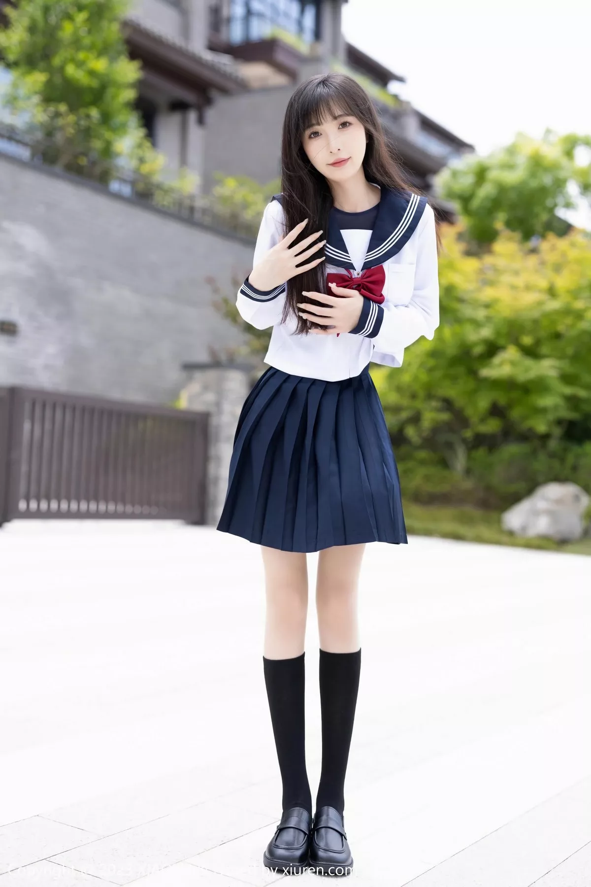 秀人集.com_[XiaoYu画语界]Vol.1045_模特林星阑脱学妹制服露性感蓝色薄纱高叉连体衣惹火诱惑写真96P