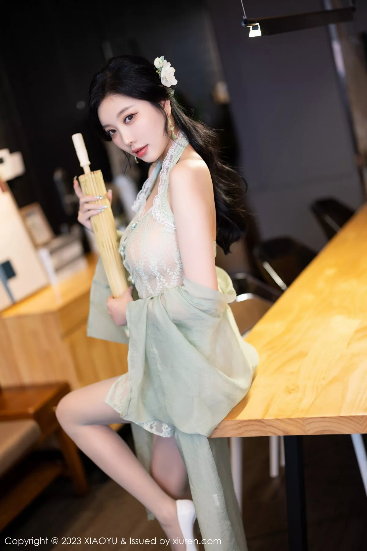 秀人集.com_[XiaoYu画语界]Vol.1143_女神杨晨晨性感淡绿薄纱短裙露绿灰色蕾丝情趣服完美诱惑写真93P