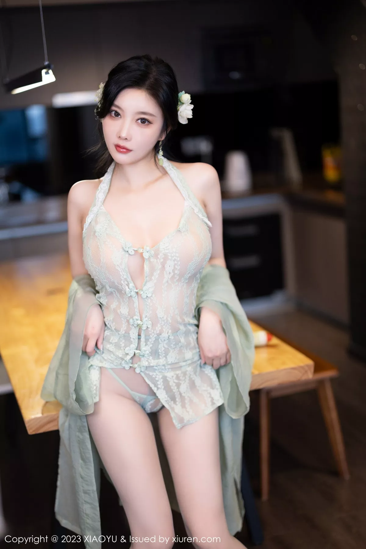 秀人集.com_[XiaoYu画语界]Vol.1143_女神杨晨晨性感淡绿薄纱短裙露绿灰色蕾丝情趣服完美诱惑写真93P