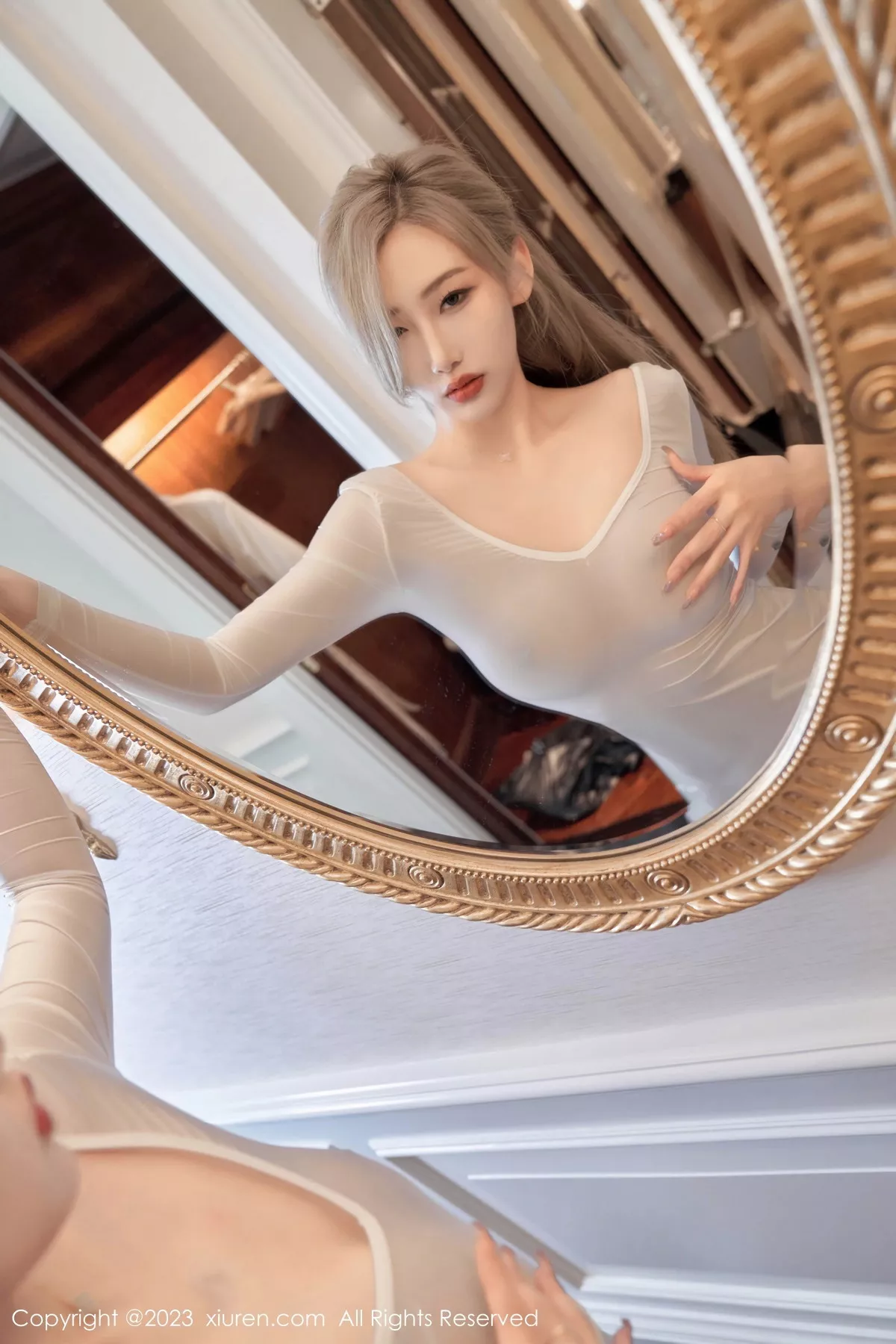 秀人集.com_[XiuRen秀人网]No.7566_模特沈青黛性感浅灰色连衣短裙配白丝袜秀曼妙身姿迷人诱惑写真91P