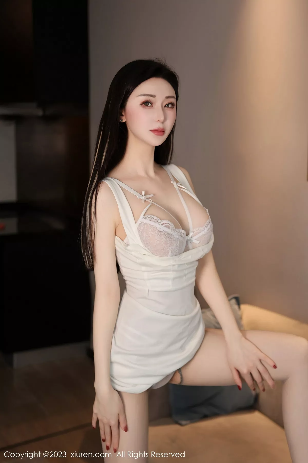 秀人集.com_[XiuRen秀人网]No.7756_模特田兮白性感白色连衣短裙露白色蕾丝内衣秀丰腴身姿诱惑写真83P