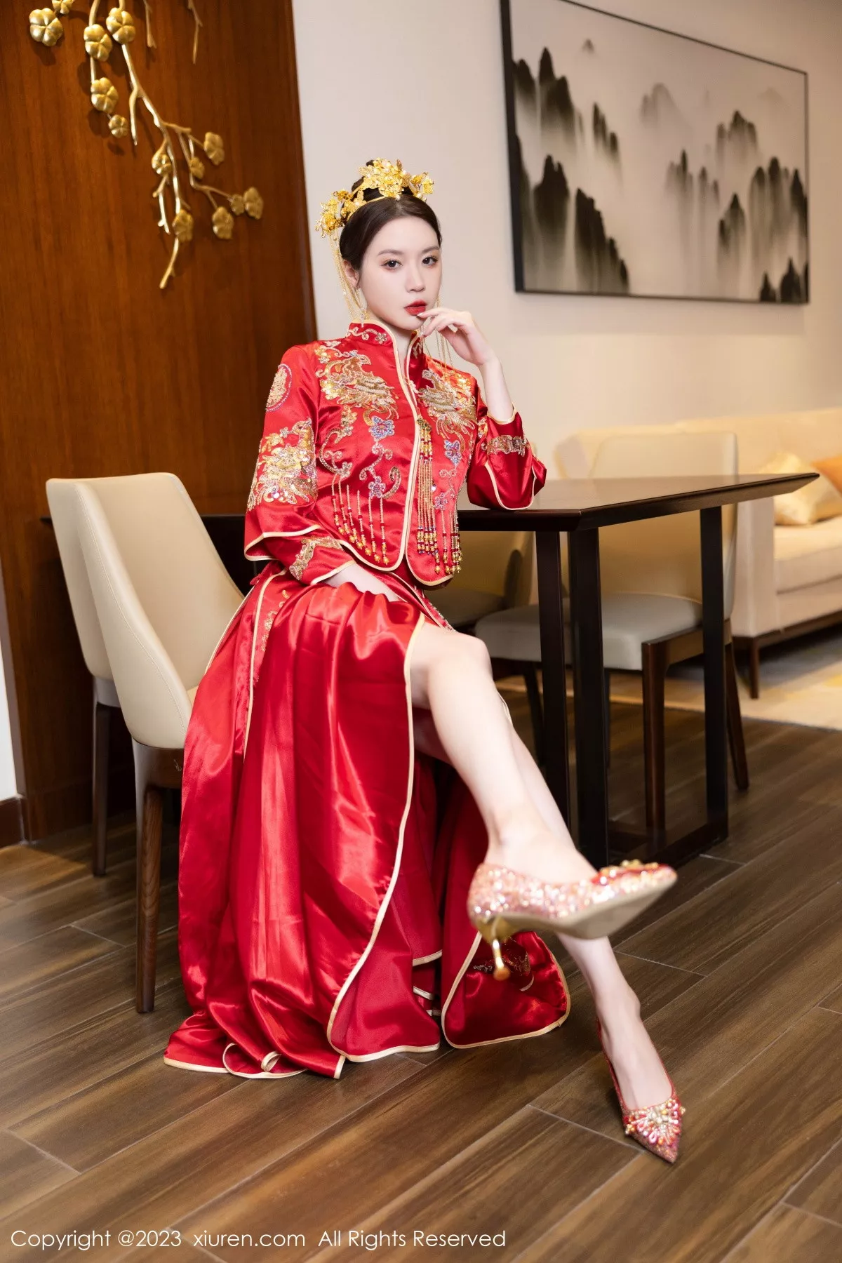 秀人集.com_[XiuRen秀人网]No.7766_模特梦心玥性感红色中式婚服露红色薄透肚兜内衣撩人诱惑写真88P