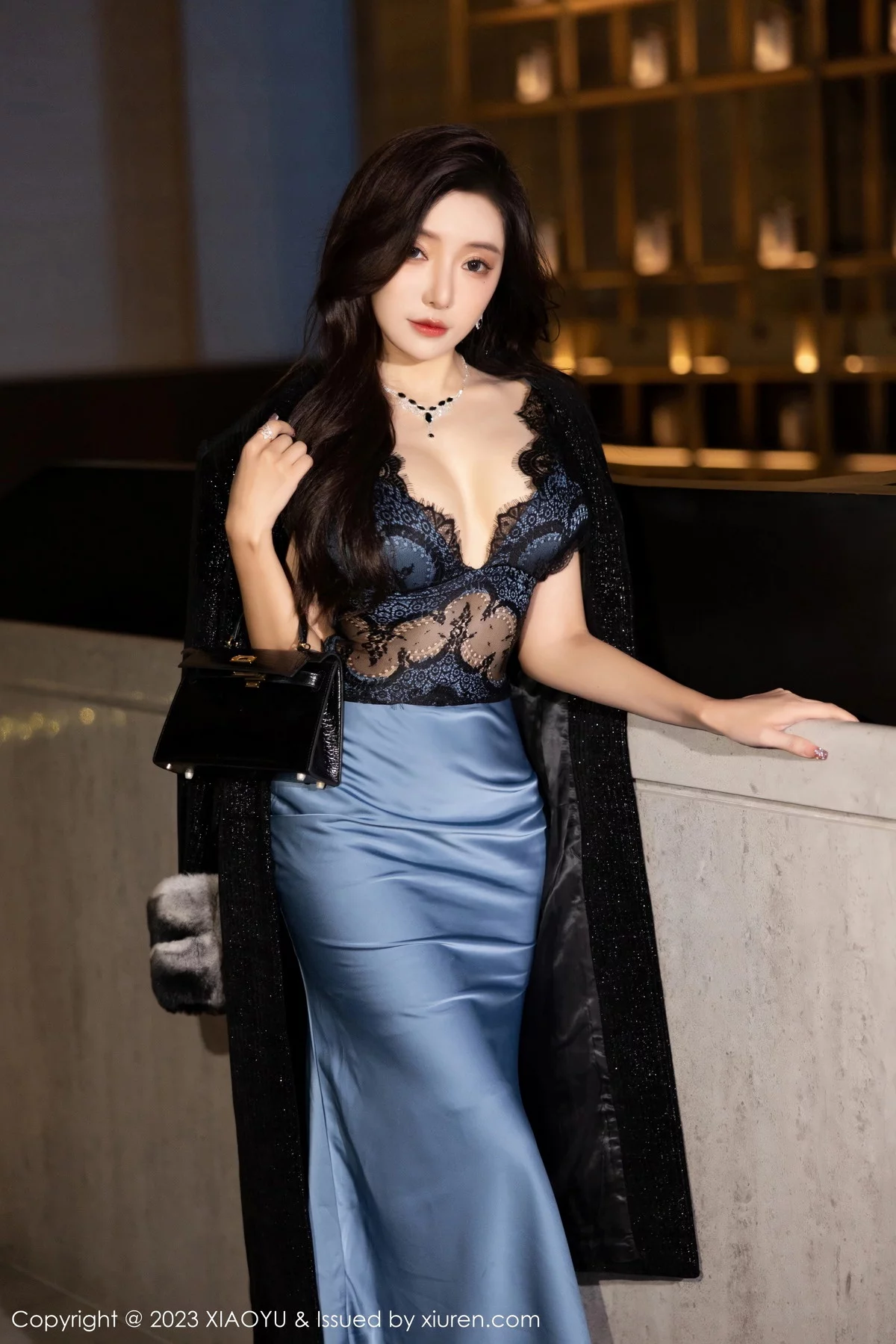 秀人集.com_[XiaoYu画语界]Vol.1163_女神王馨瑶yanni性感蓝黑连衣礼裙配黑丝袜秀曼妙身姿诱惑写真93P