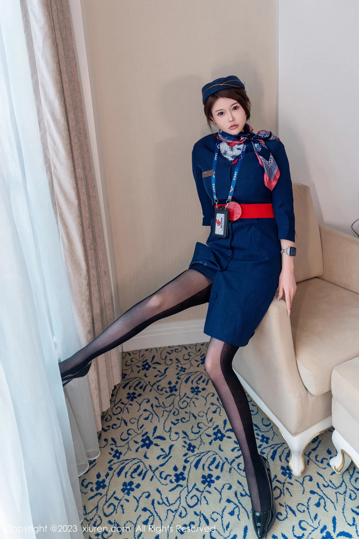 秀人集.com_[XiuRen秀人网]No.7879_模特甜妮性感空姐制服露黑色连体情趣丝袜秀惹火身材诱惑写真64P