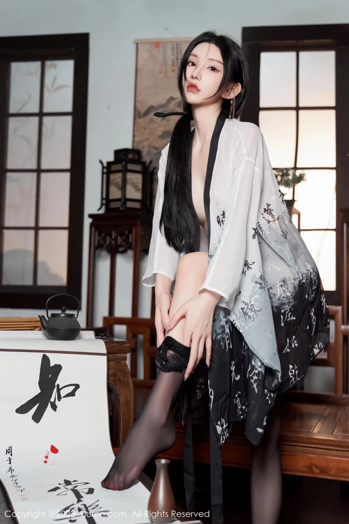 秀人集.com_[XiuRen秀人网]No.7891_女神周于希Sally性感黑白薄透长衫配黑丝袜秀完美身材诱惑写真90P