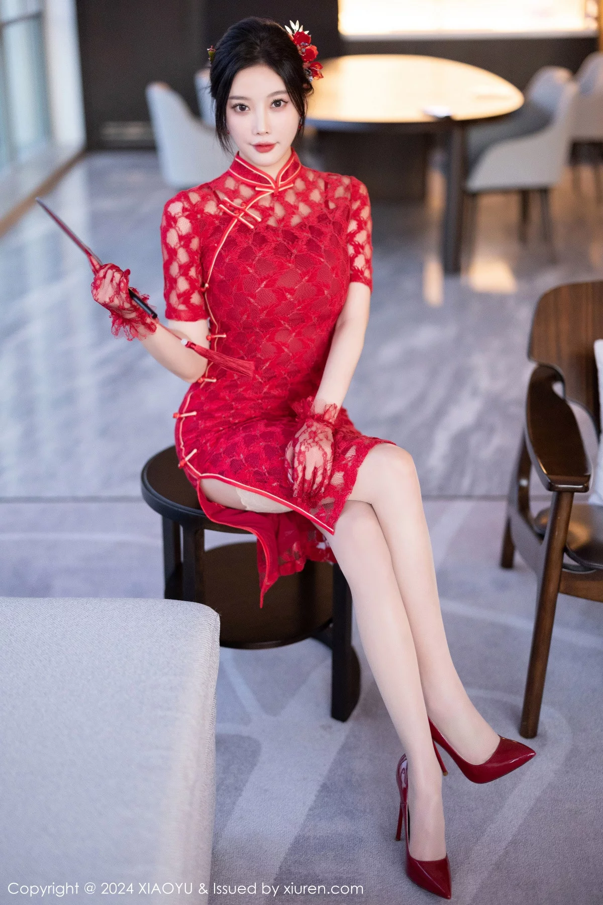 秀人集.com_[XiaoYu画语界]Vol.1184_女神杨晨晨Yome红色中式婚服露性感红色蕾丝内衣完美诱惑写真82P