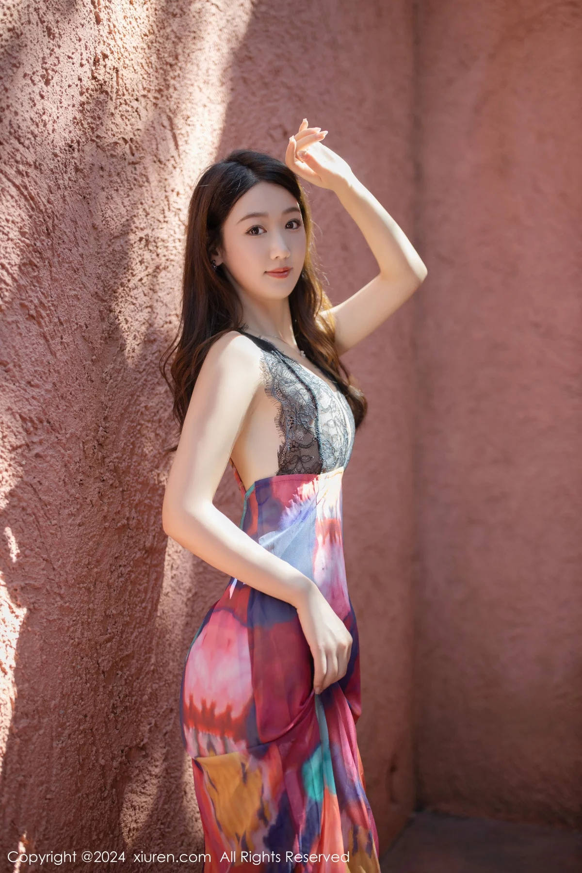 秀人集.com_[XiuRen秀人网]No.7964_模特唐安琪性感拼色连衣长裙露黑色蕾丝内衣秀曼妙身姿诱惑写真80P