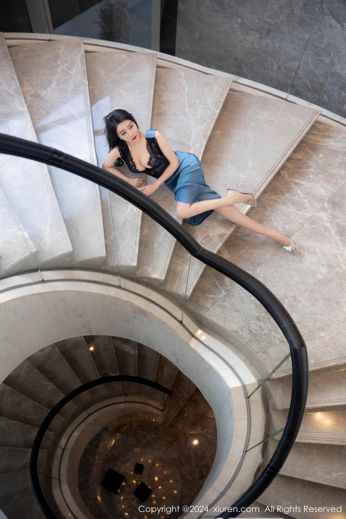 秀人集.com_[XiuRen秀人网]No.8466_模特李若汐性感蓝黑色长裙露黑色情趣内衣秀完美身材诱惑写真81P