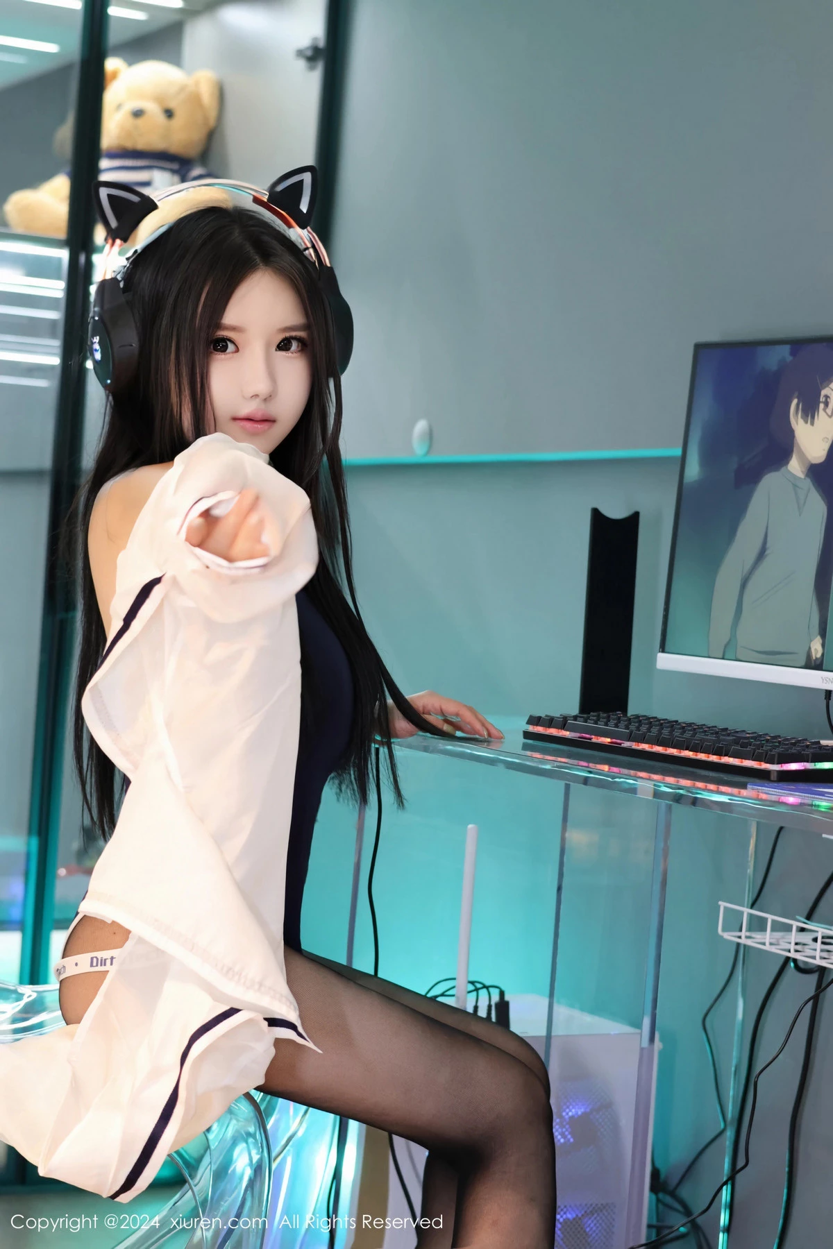 秀人集.com_[XiuRen秀人网]No.8432_模特小薯条nienie性感蓝色连体衣配超薄黑丝秀曼妙身姿诱惑写真84P