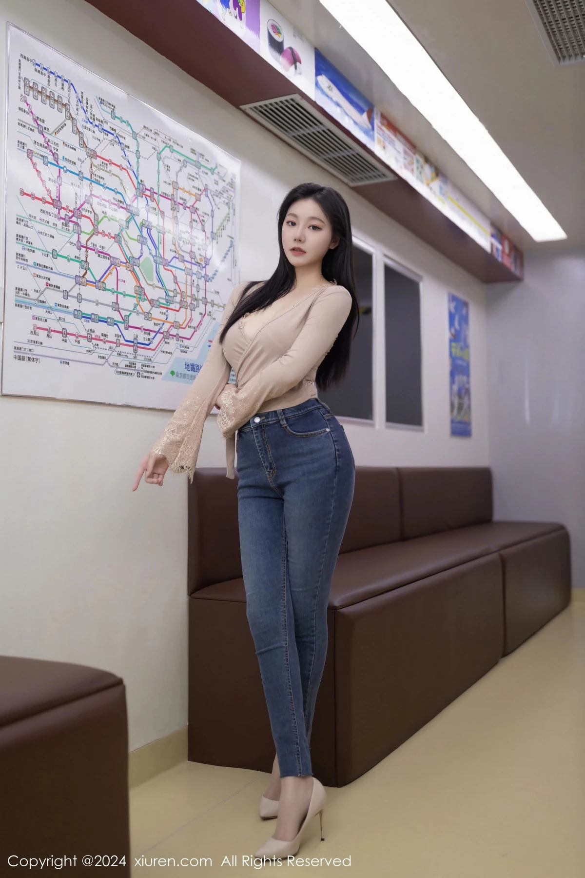 秀人集.com_[XiuRen秀人网]No.8498_模特安然anran杏色上衣配牛仔裤露性感内衣超薄肉丝完美诱惑写真79P