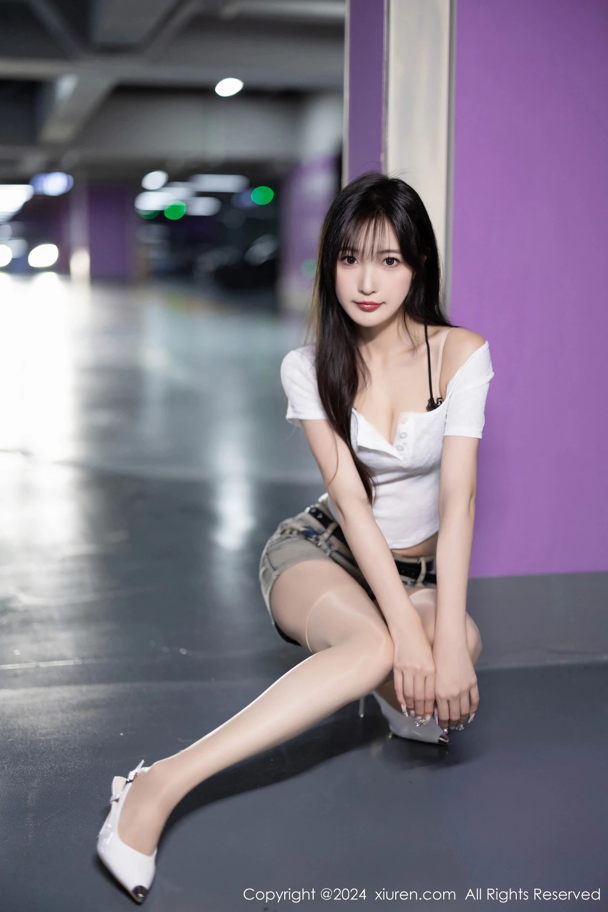 秀人集.com_[XiuRen秀人网]No.8504_模特林星阑性感白色短T配牛仔短裤露黑色蕾丝内衣撩人诱惑写真81P