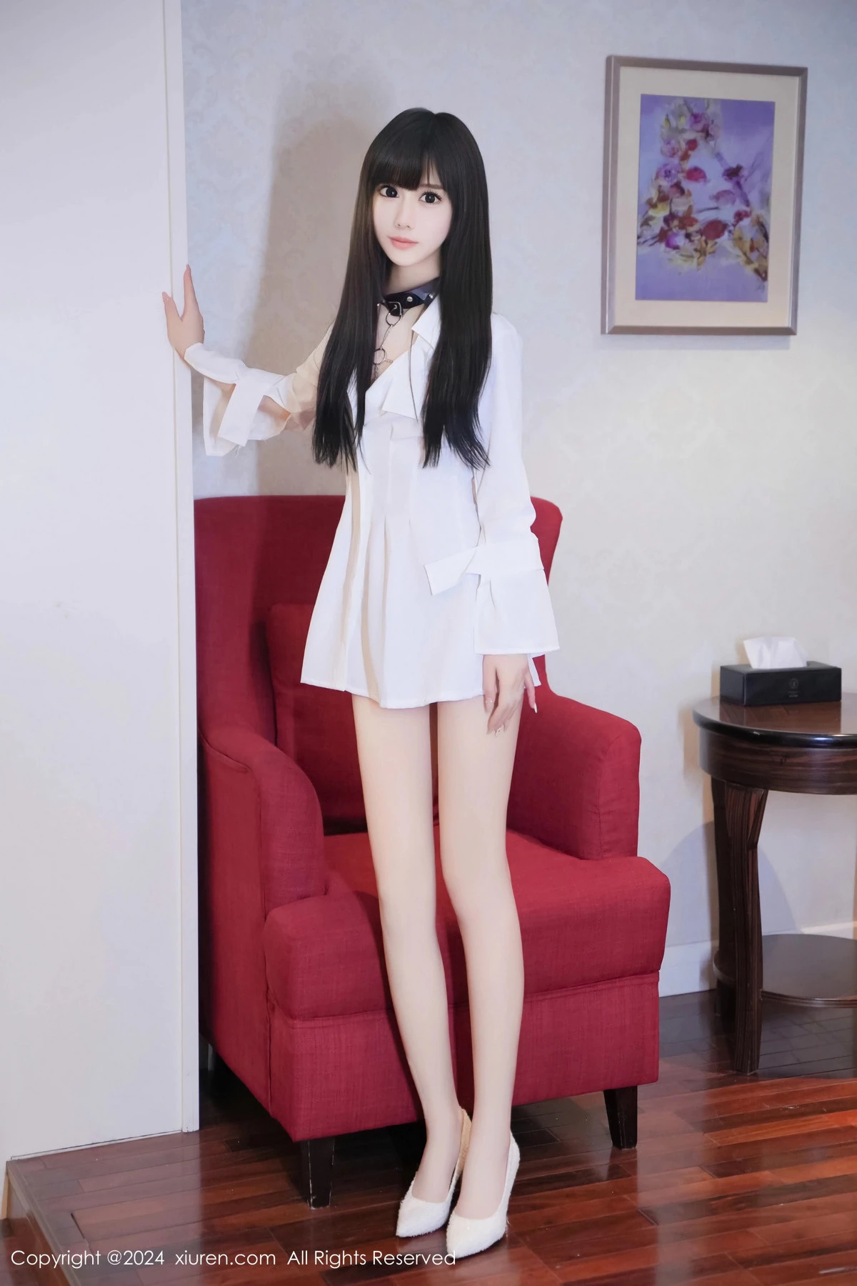 秀人集.com_[XiuRen秀人网]No.8573_模特沐言yanyan性感白色T恤露黑色情趣服饰秀柔美身姿诱惑写真78P