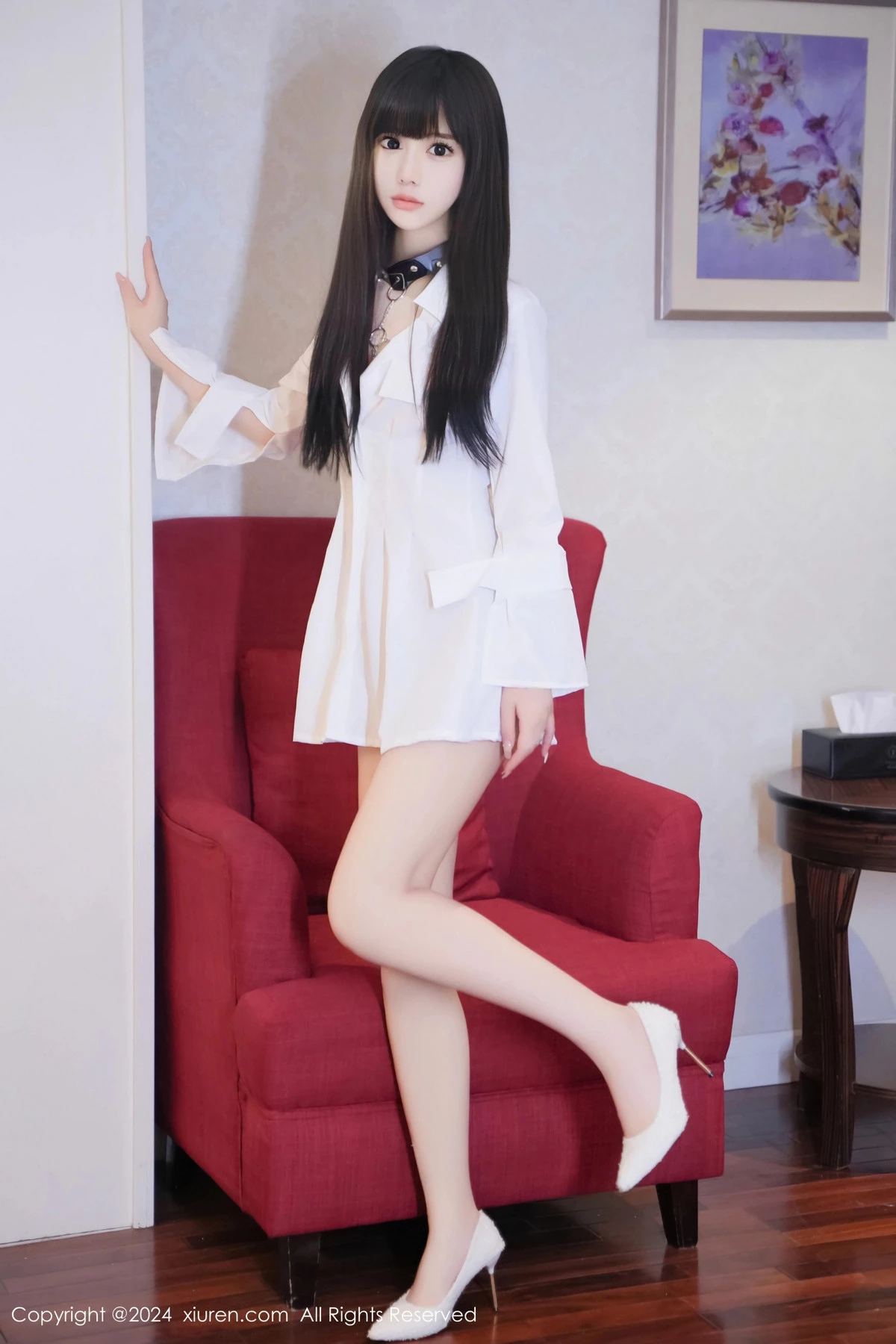 秀人集.com_[XiuRen秀人网]No.8573_模特沐言yanyan性感白色T恤露黑色情趣服饰秀柔美身姿诱惑写真78P