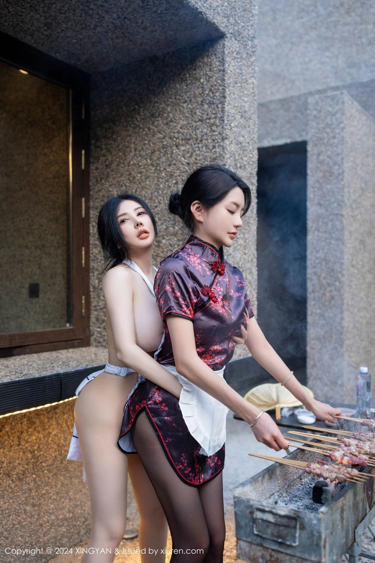 秀人集.com_[XINGYAN星颜社]VOL.242_模特合集女神潘思沁＆林幼一烧烤场景性感服饰秀完美身材诱惑写真80P