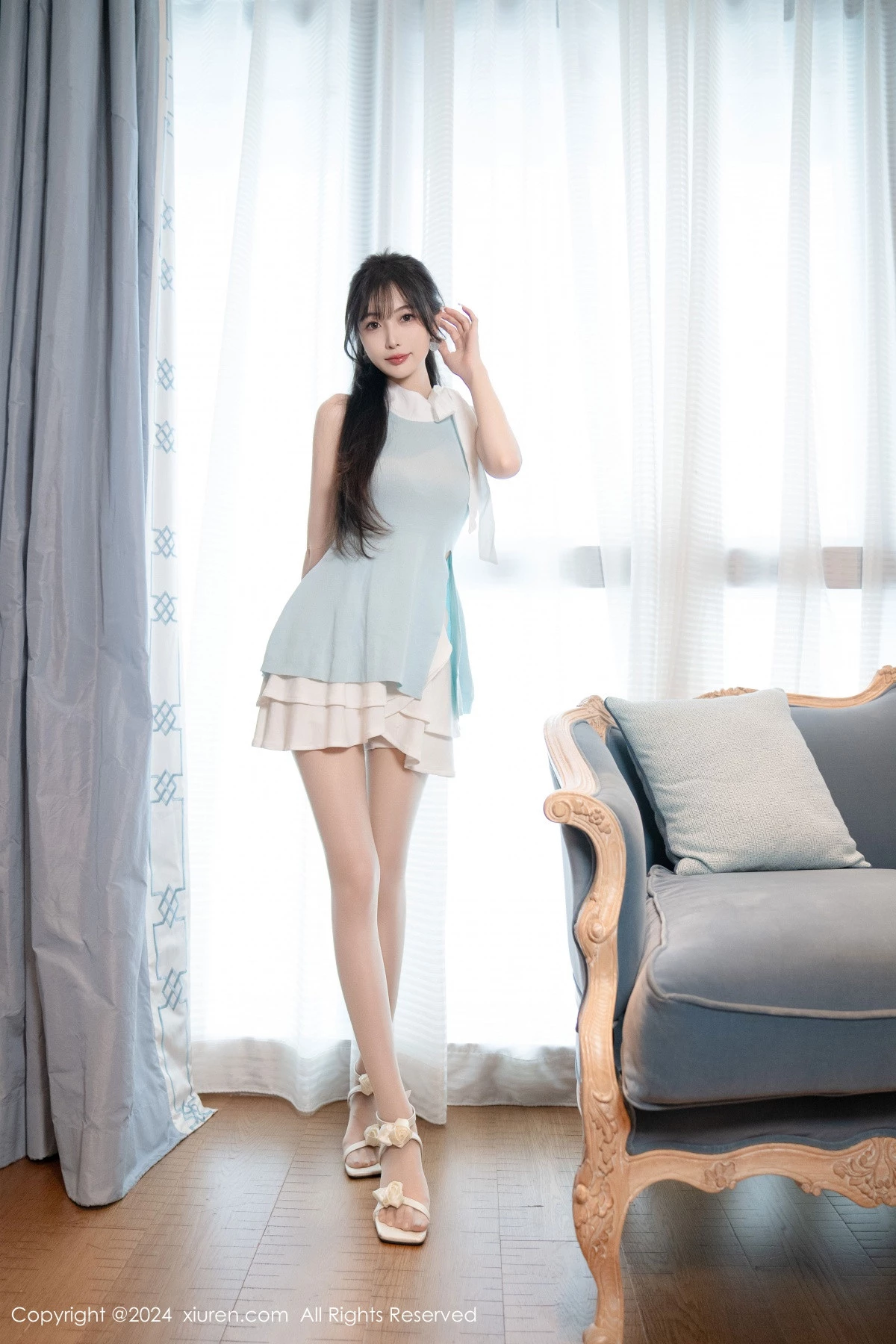 秀人集.com_[XiuRen秀人网]No.8761_模特林星阑性感蓝白连衣短裙露黑色情趣内衣秀曼妙身姿诱惑写真101P