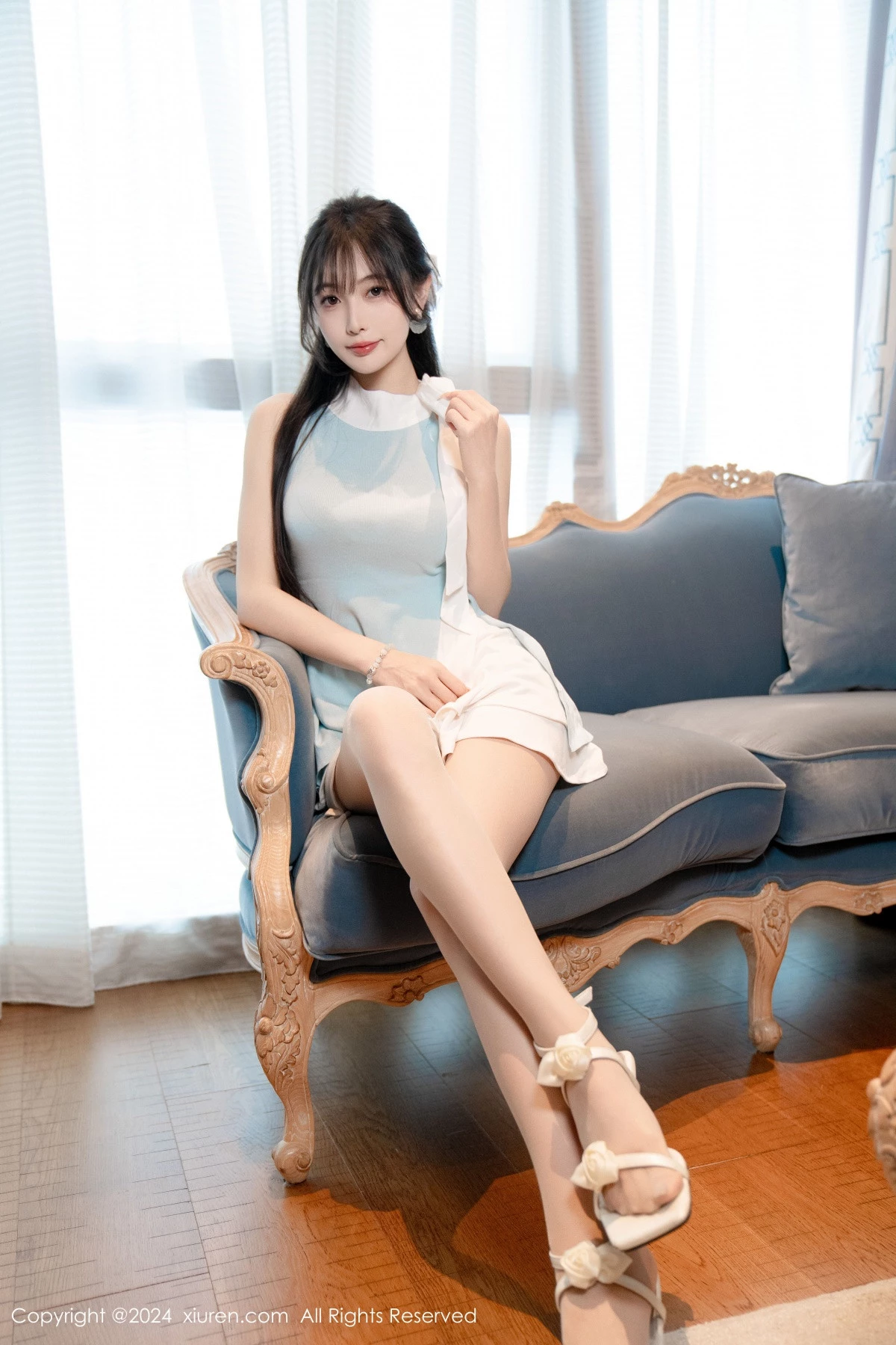 秀人集.com_[XiuRen秀人网]No.8761_模特林星阑性感蓝白连衣短裙露黑色情趣内衣秀曼妙身姿诱惑写真101P