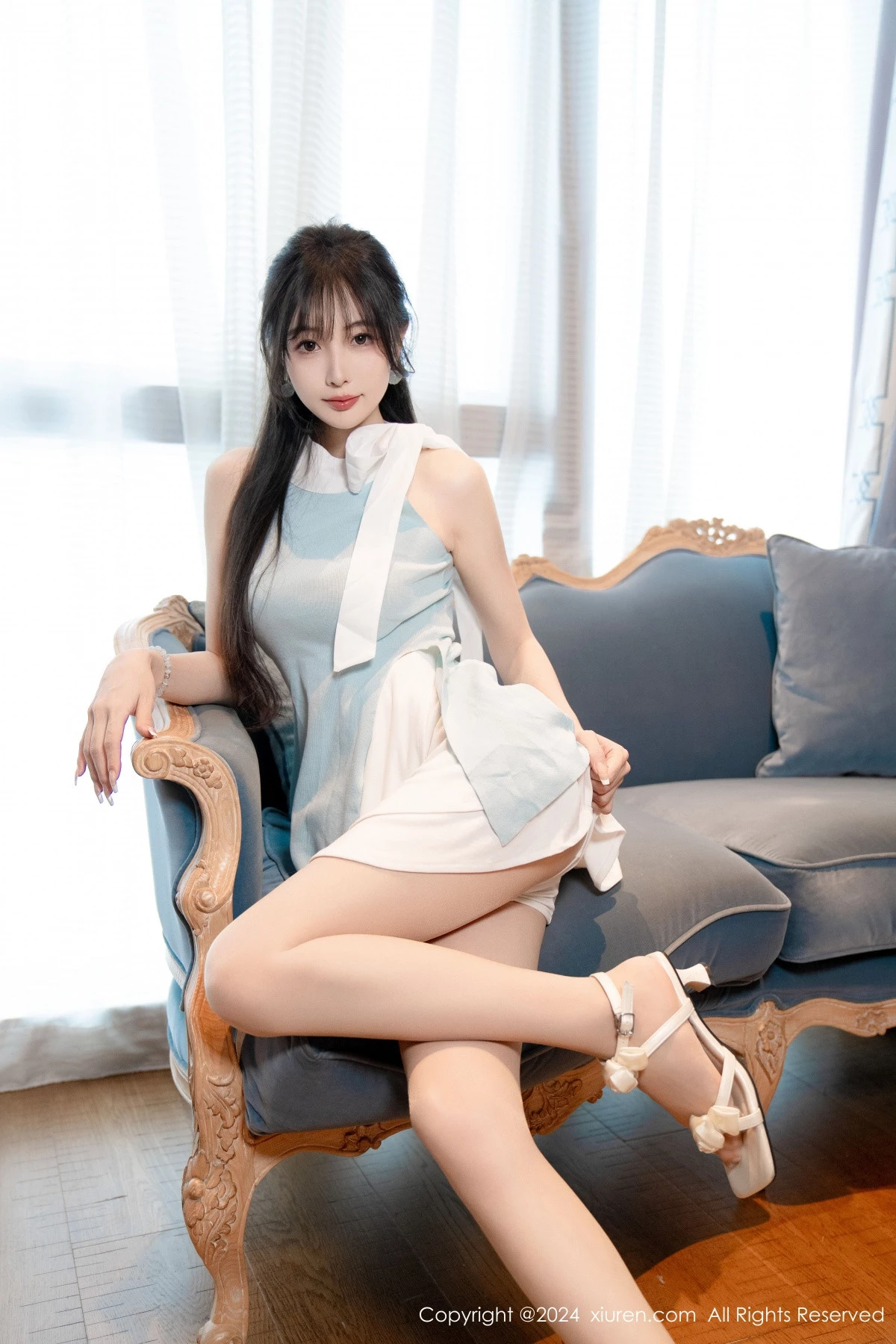 秀人集.com_[XiuRen秀人网]No.8761_模特林星阑性感蓝白连衣短裙露黑色情趣内衣秀曼妙身姿诱惑写真101P