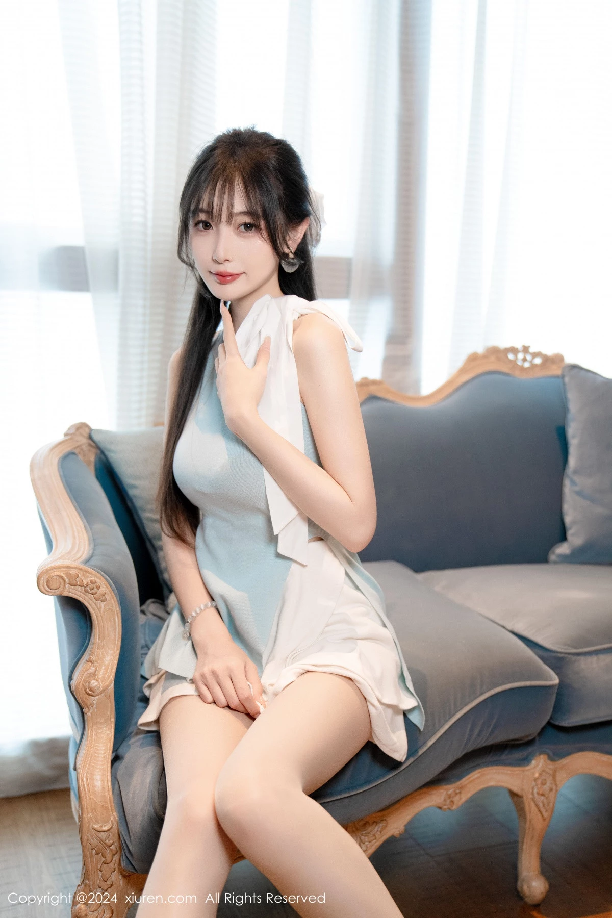 秀人集.com_[XiuRen秀人网]No.8761_模特林星阑性感蓝白连衣短裙露黑色情趣内衣秀曼妙身姿诱惑写真101P