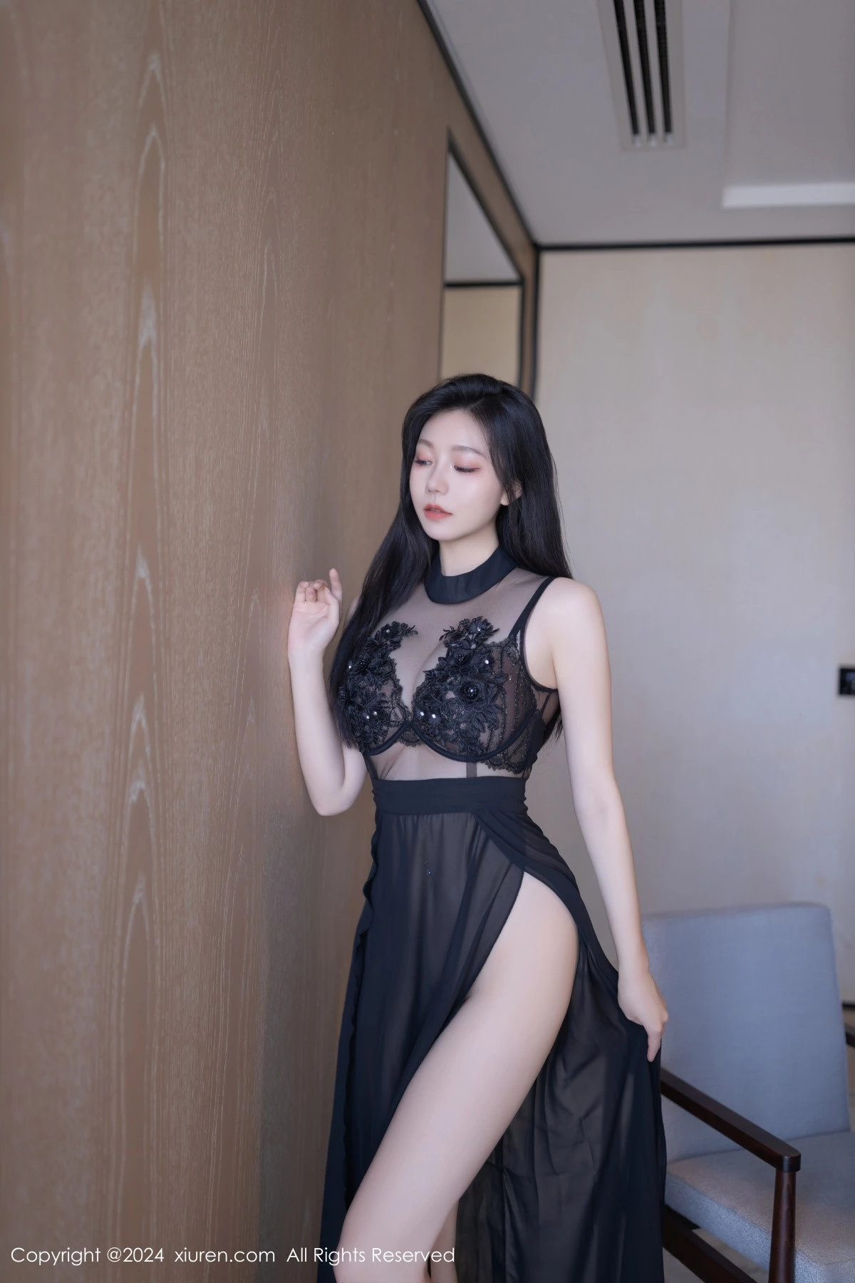 秀人集.com_[XiuRen秀人网]No.8792_模特安然anran性感黑色薄纱连衣裙露黑色内衣秀曼妙身姿诱惑写真80P