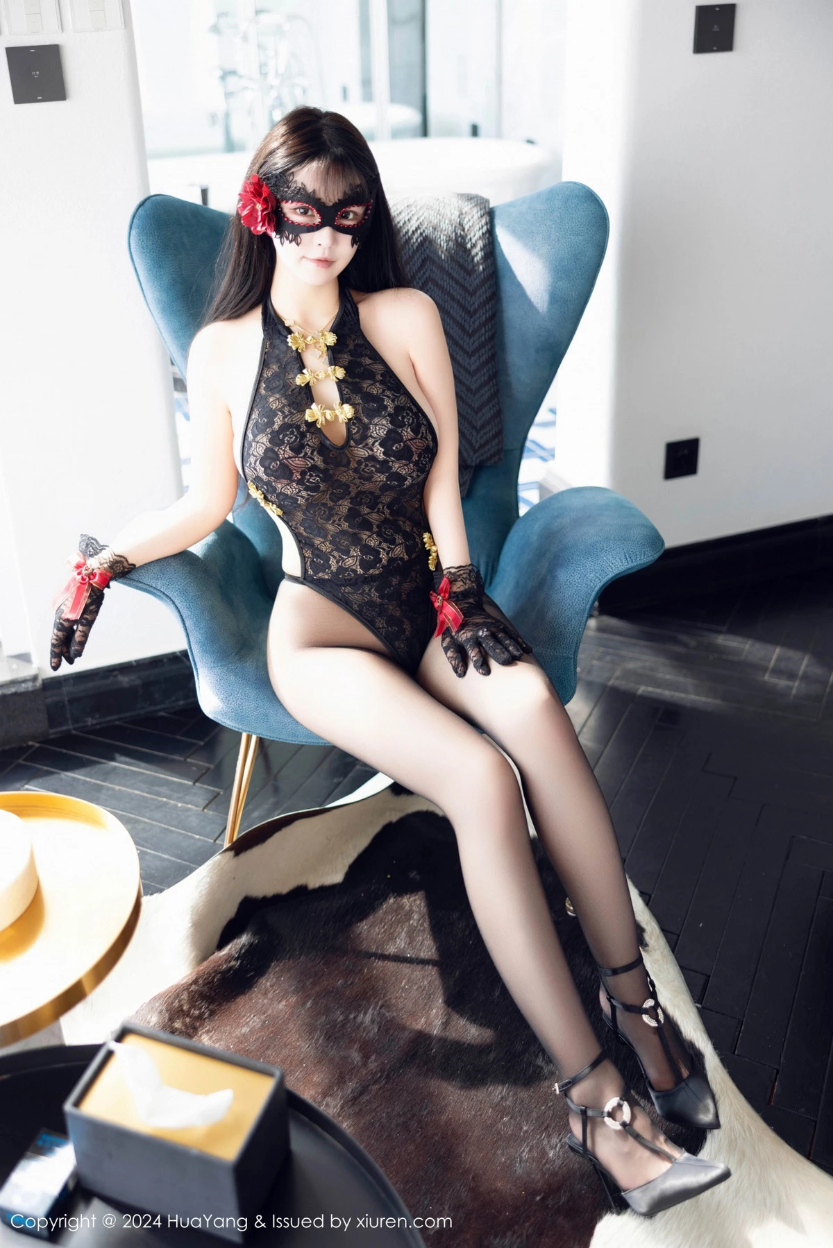 秀人集.com_[HuaYang花漾]Vol.597_女神朱可儿Flora黑色薄纱蕾丝连体衣配黑丝袜秀丰满身材诱惑写真93P