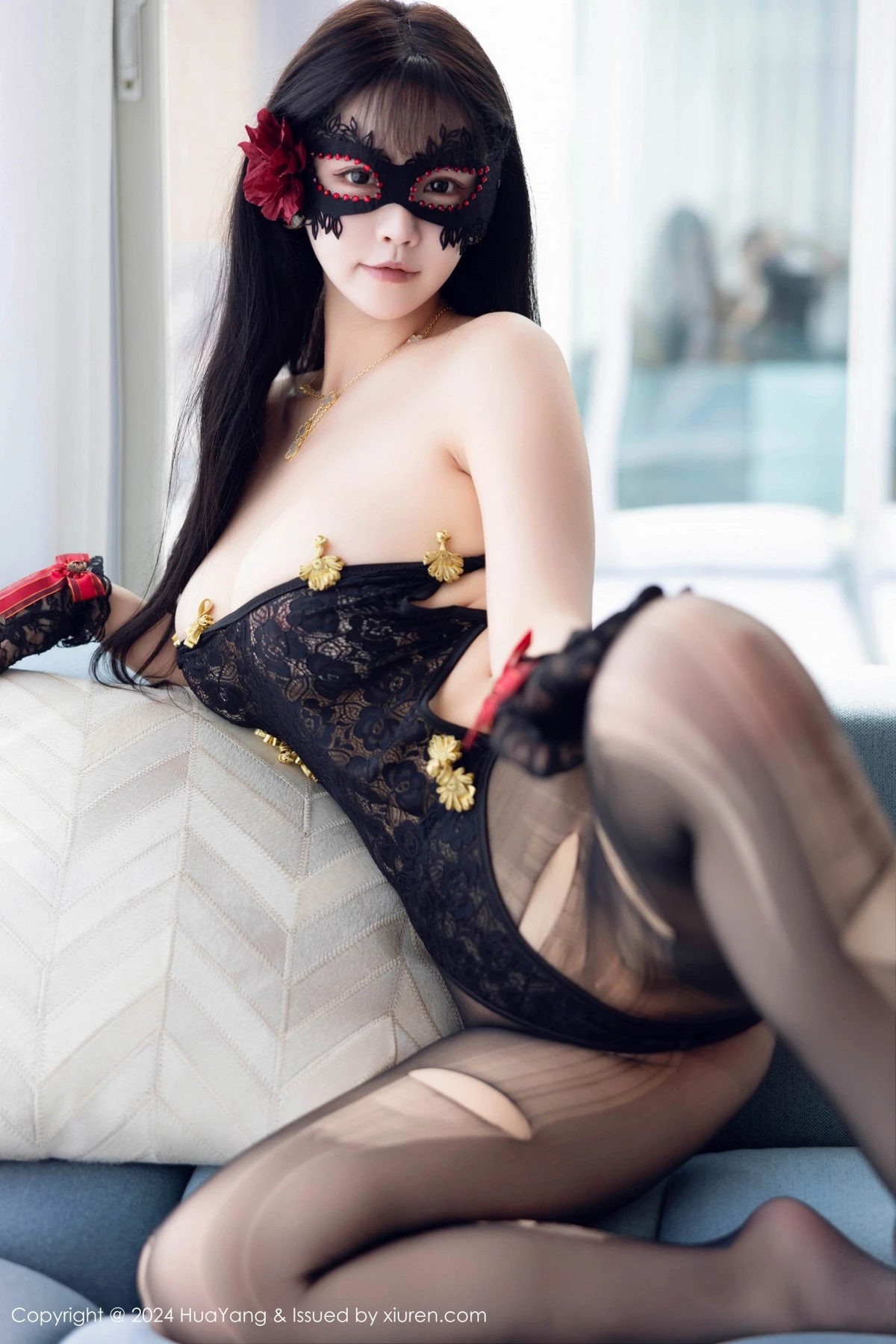 秀人集.com_[HuaYang花漾]Vol.597_女神朱可儿Flora黑色薄纱蕾丝连体衣配黑丝袜秀丰满身材诱惑写真93P