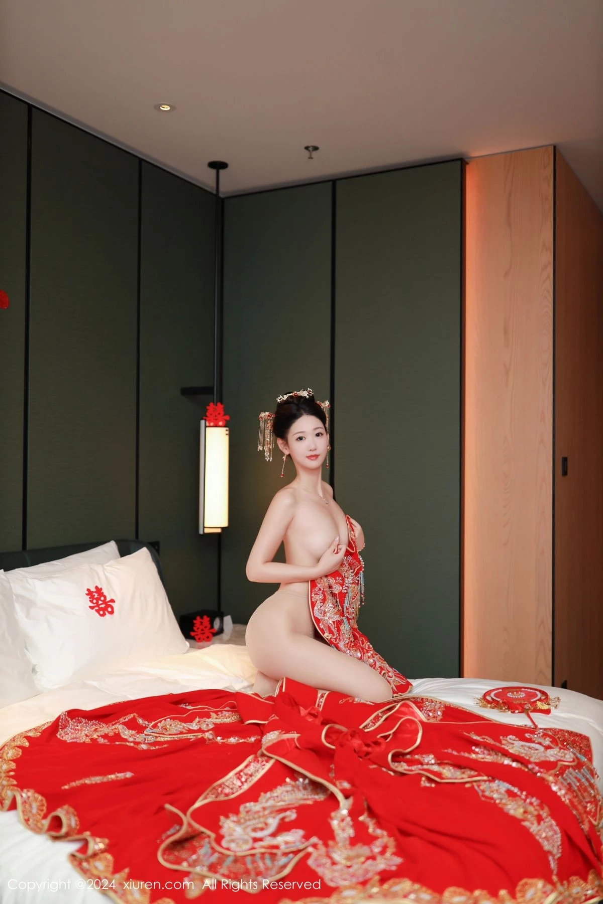 秀人集.com_[XiuRen秀人网]No.8972_模特唐安琪性感红色新娘服饰露红色内衣配超薄肉丝撩人诱惑写真79P