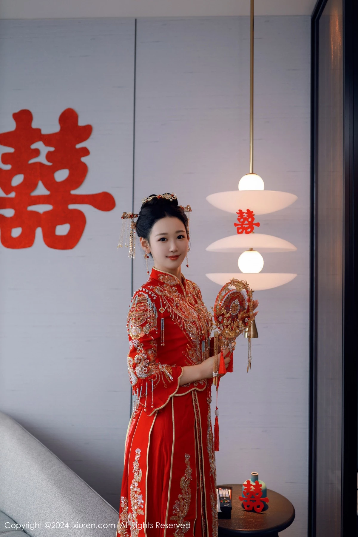 秀人集.com_[XiuRen秀人网]No.8972_模特唐安琪性感红色新娘服饰露红色内衣配超薄肉丝撩人诱惑写真79P