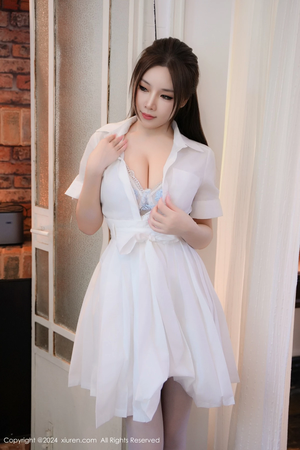 秀人集.com_[XiuRen秀人网]No.9136_模特金允珍呐性感蓝色情趣服饰配白丝吊袜秀丰满身材诱惑写真80P